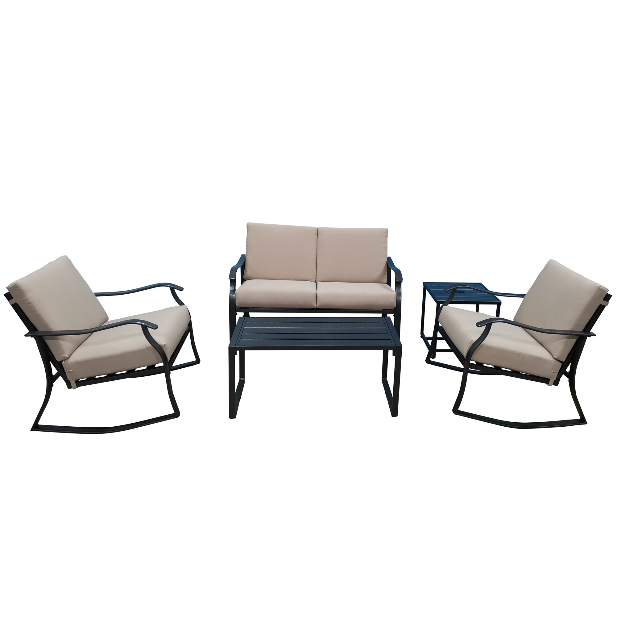 Flynama YC-V-W656-S00003 5-Piece Patio Conversation Set with Brown Cushions