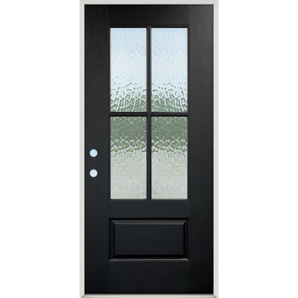 Greatview Doors FGK535SGL36R 36-in x 80-in x 4-9/16-in Fiberglass 3/4 lite Right-hand inswing Black Painted Front Door Insulating core