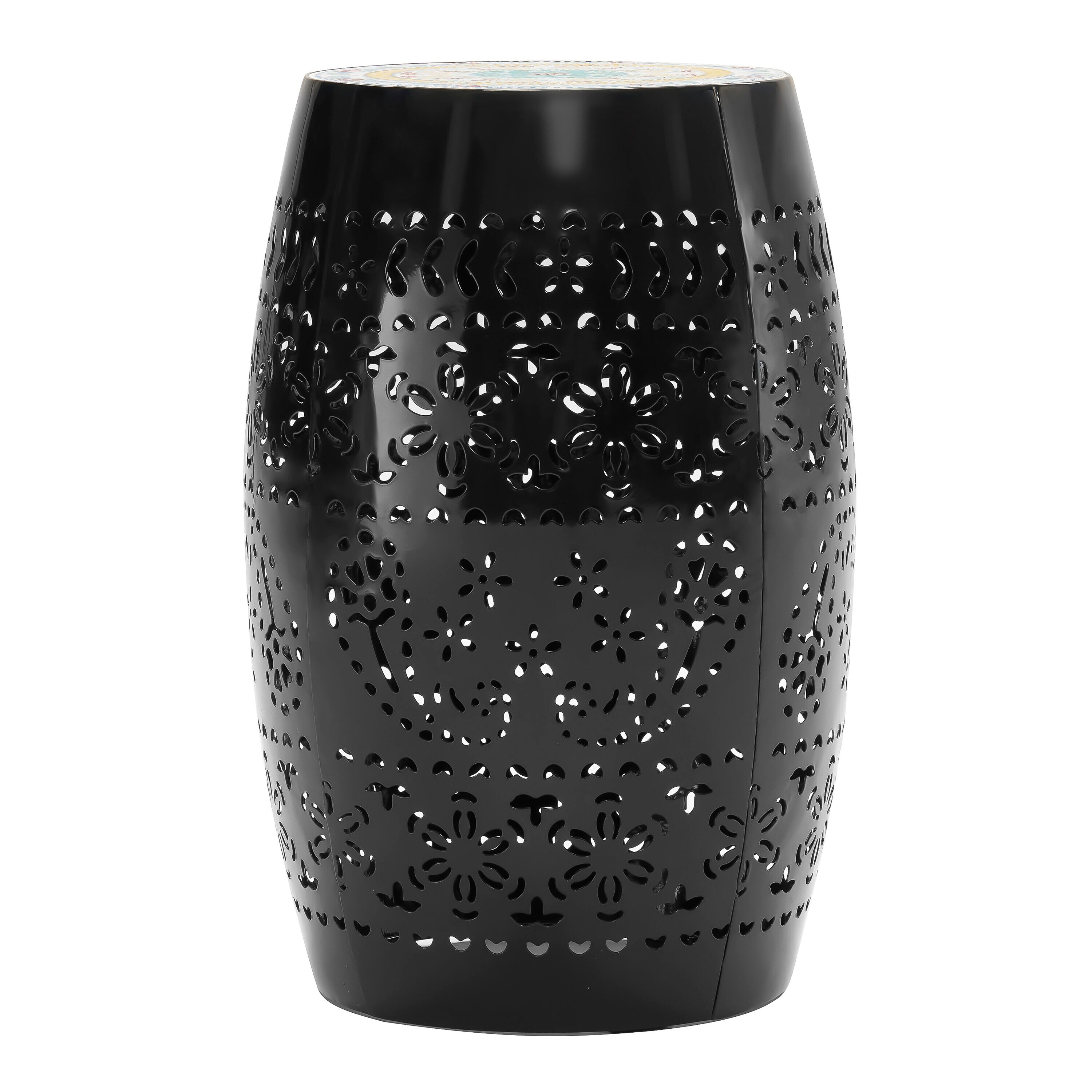 AHIOU HOME ZAAHG-P182369BGS 18.25-in Black Steel Barrel Garden Stool