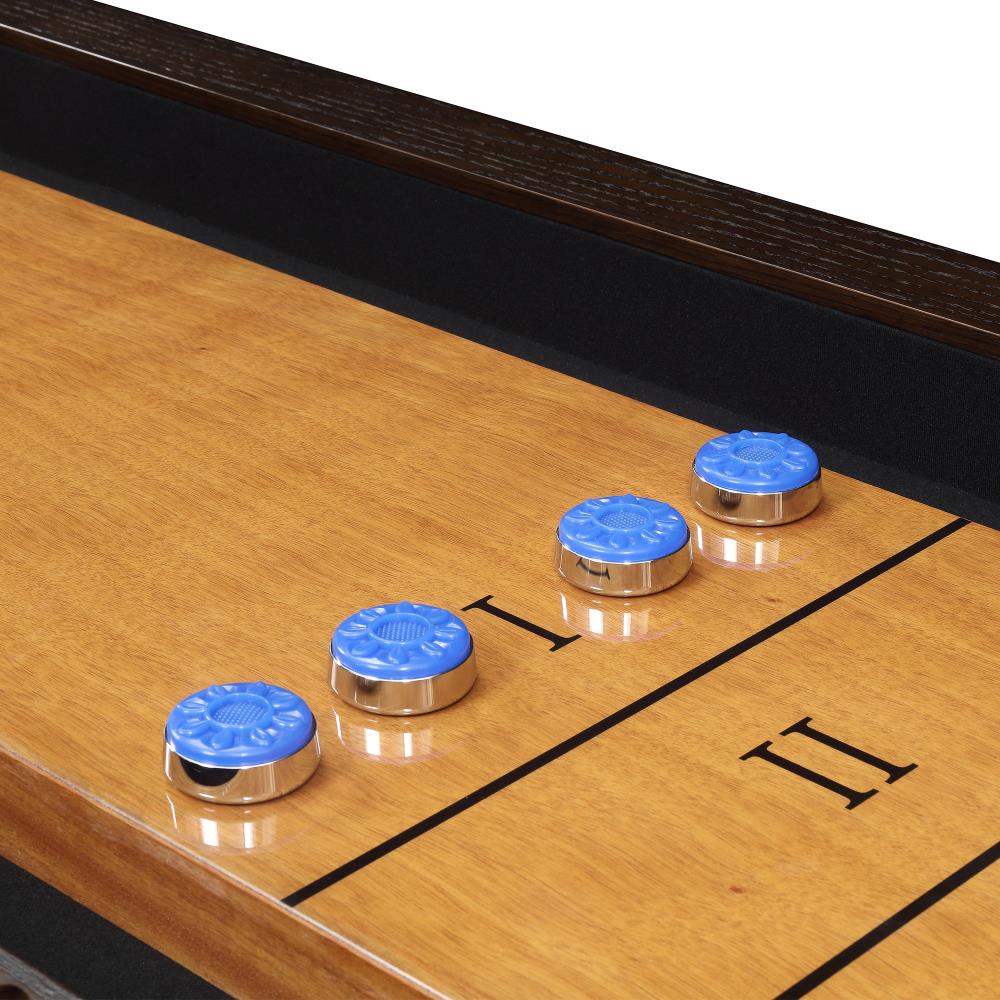 Asher Brown Spruce Veneer Shuffleboard Table with Solid Wood Legs