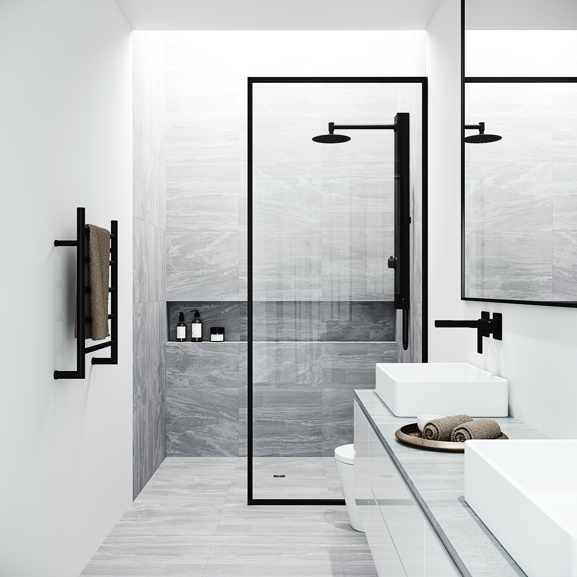 VIGO Gardenia Matte Black Dual Head Shower Panel System with 3-way ...