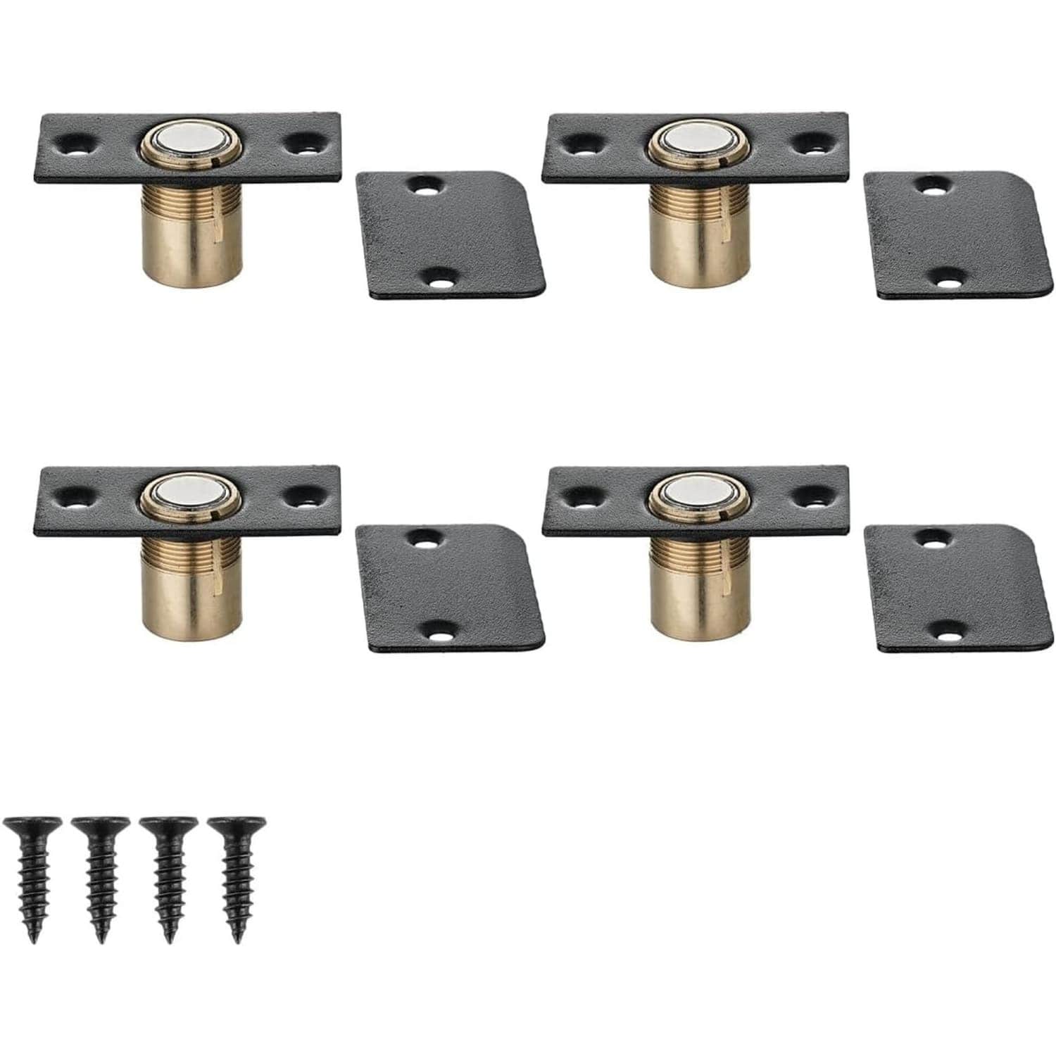 OGETFUUR 4-Pack Black Finish Door Mount Hardware for Cabinets Kitchen Closet Door Closing Magnetic Door Catch Closer
