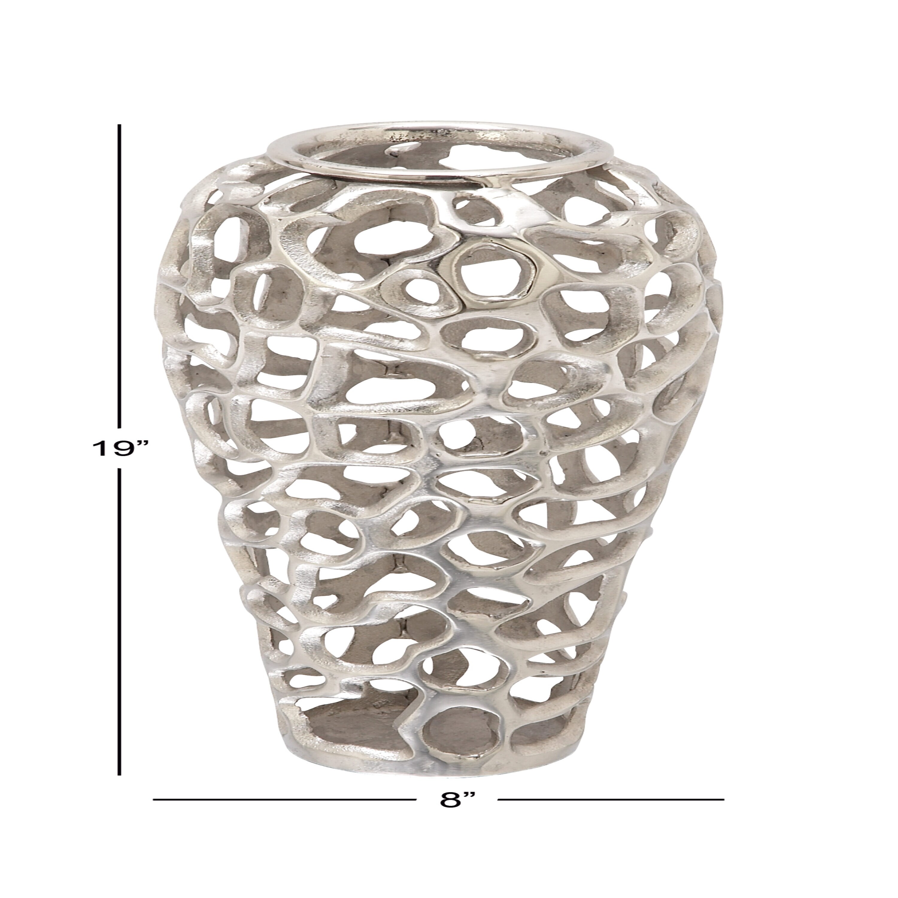 Elegant 19'' Silver Aluminum Bouquet Vase with Hole Design