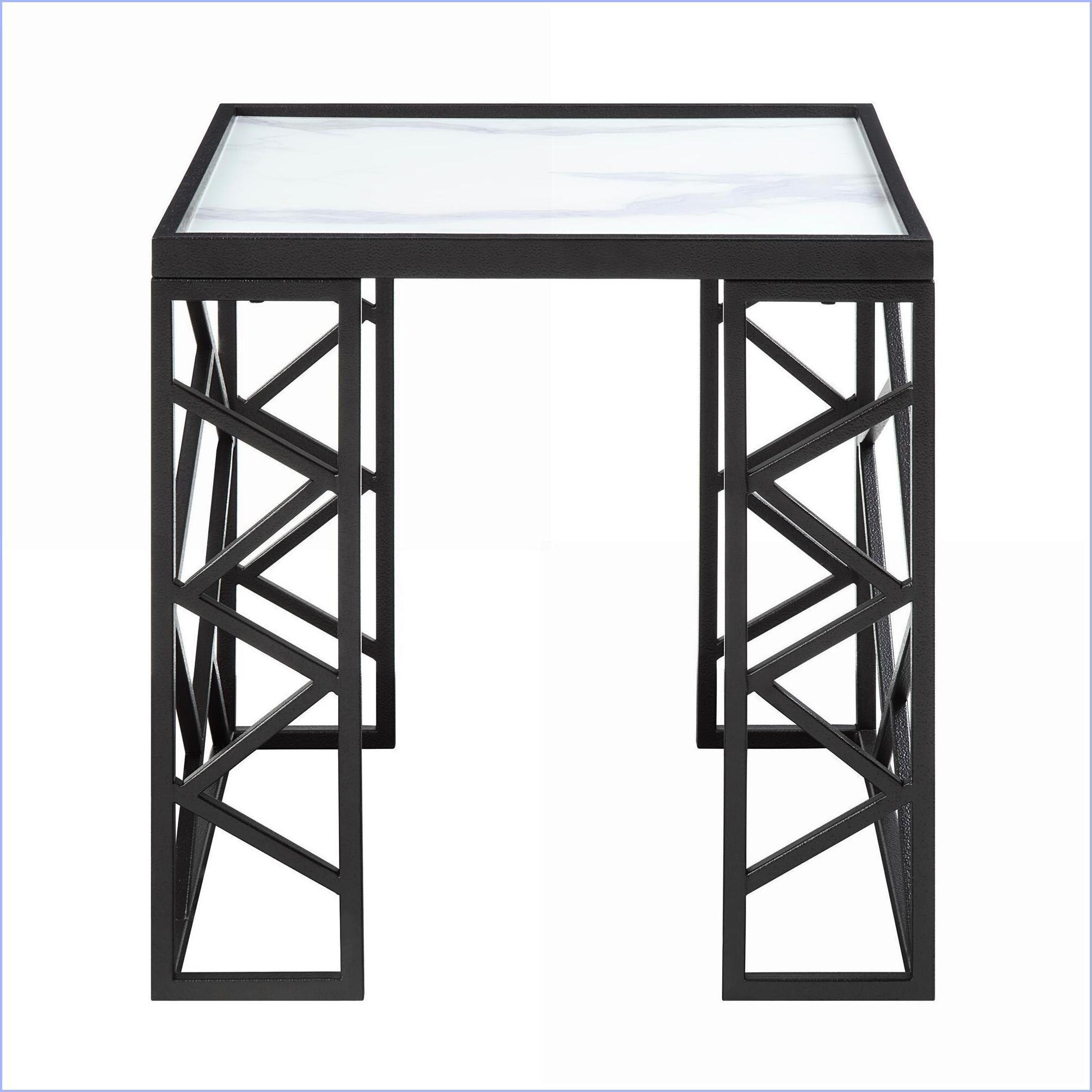Watnature Modern 3pc Coffee Table Set with 2 End Tables Black Metal ...