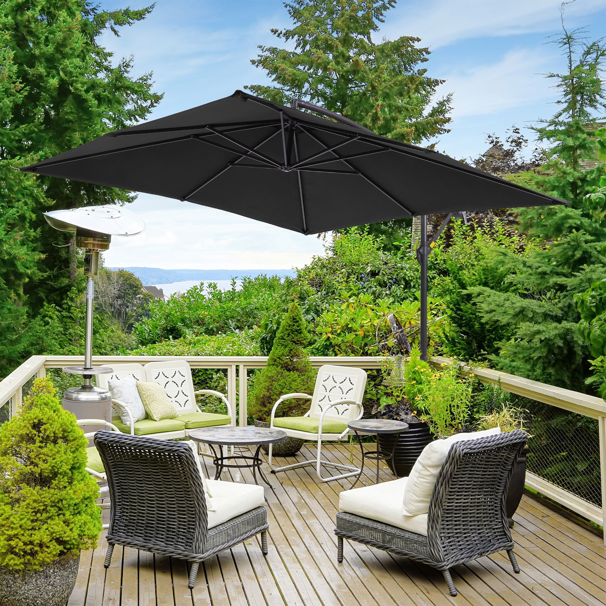 Sonkuki SD-S187SG 8.2-Feet Steel Gray No-tilt Offset Patio Umbrella