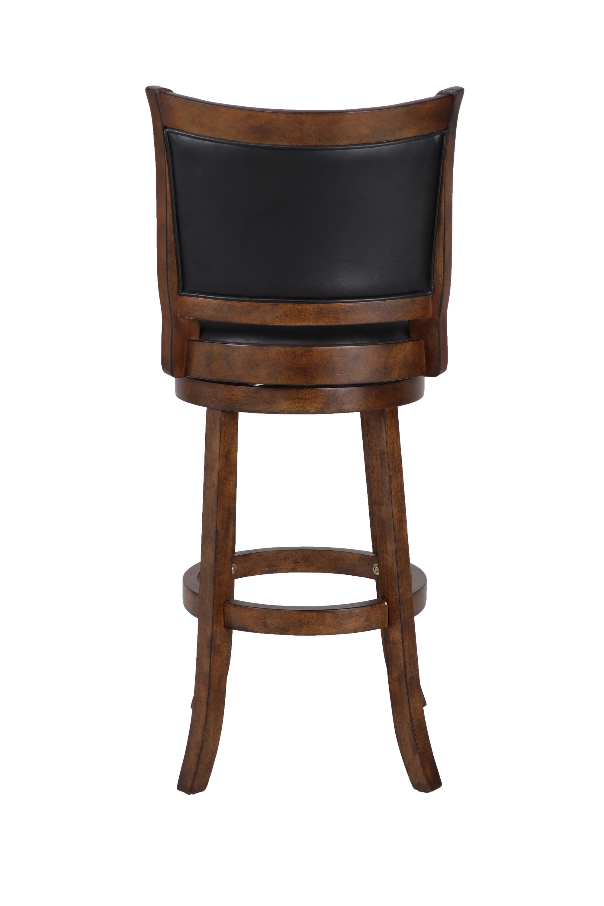 Traditional Bristol 29" Swivel Bar Stool in Black/Brown Leather and Wood