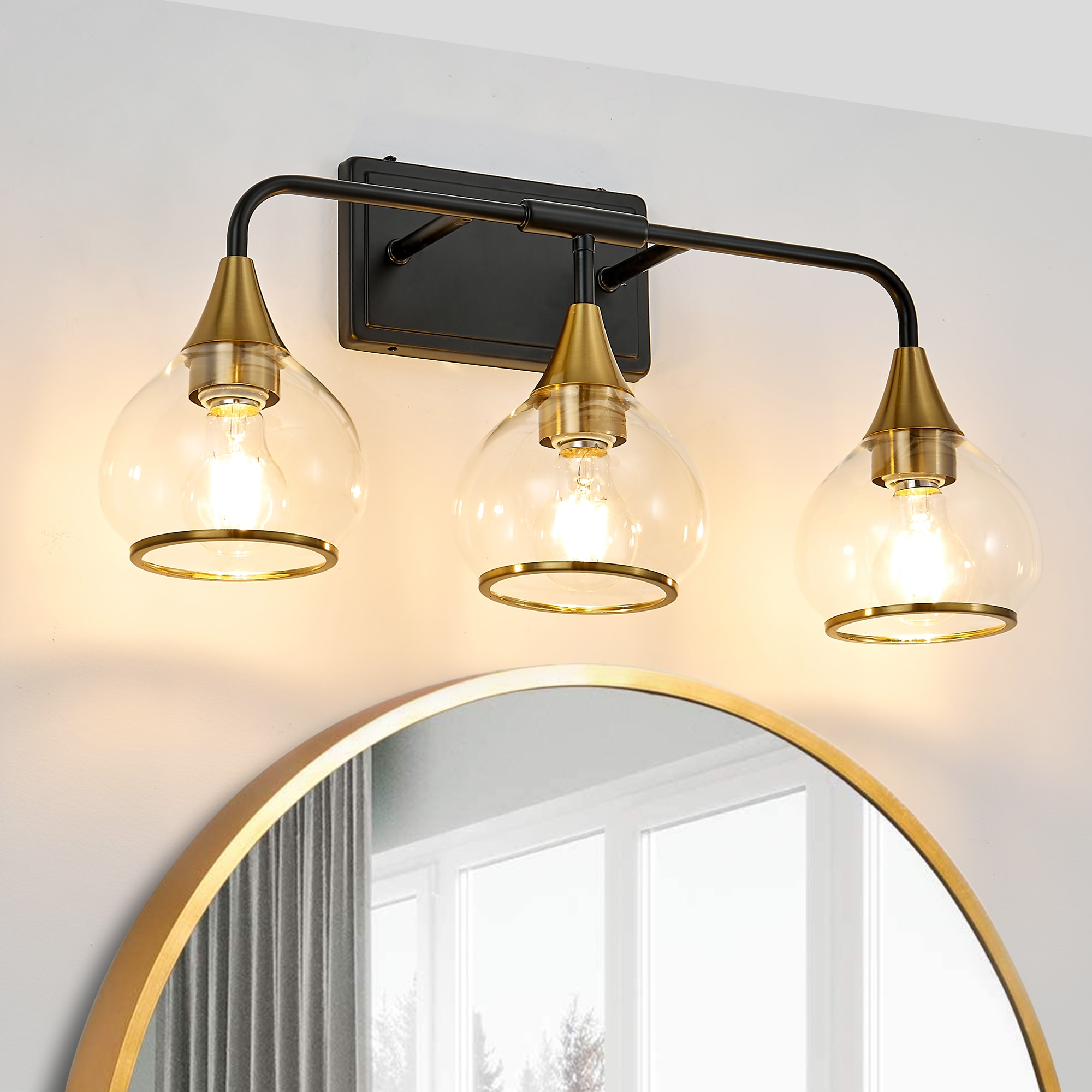 WELLFOR DLG-266137 22.6-in 3 -Light Gold Modern/contemporary Vanity light