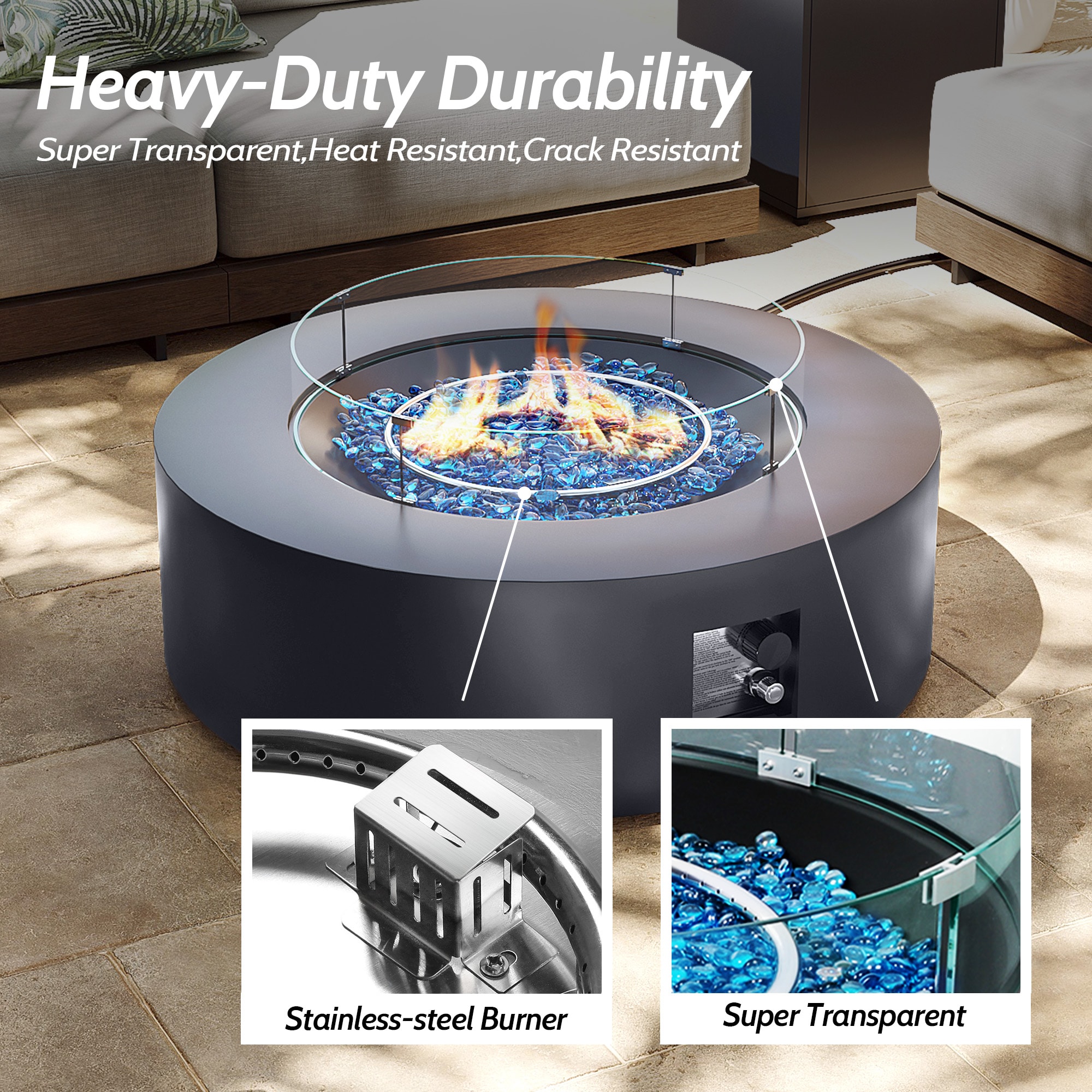 UPHA PL-Y42KD-DK-QT Outdoor-Gas-Firepits - View #3