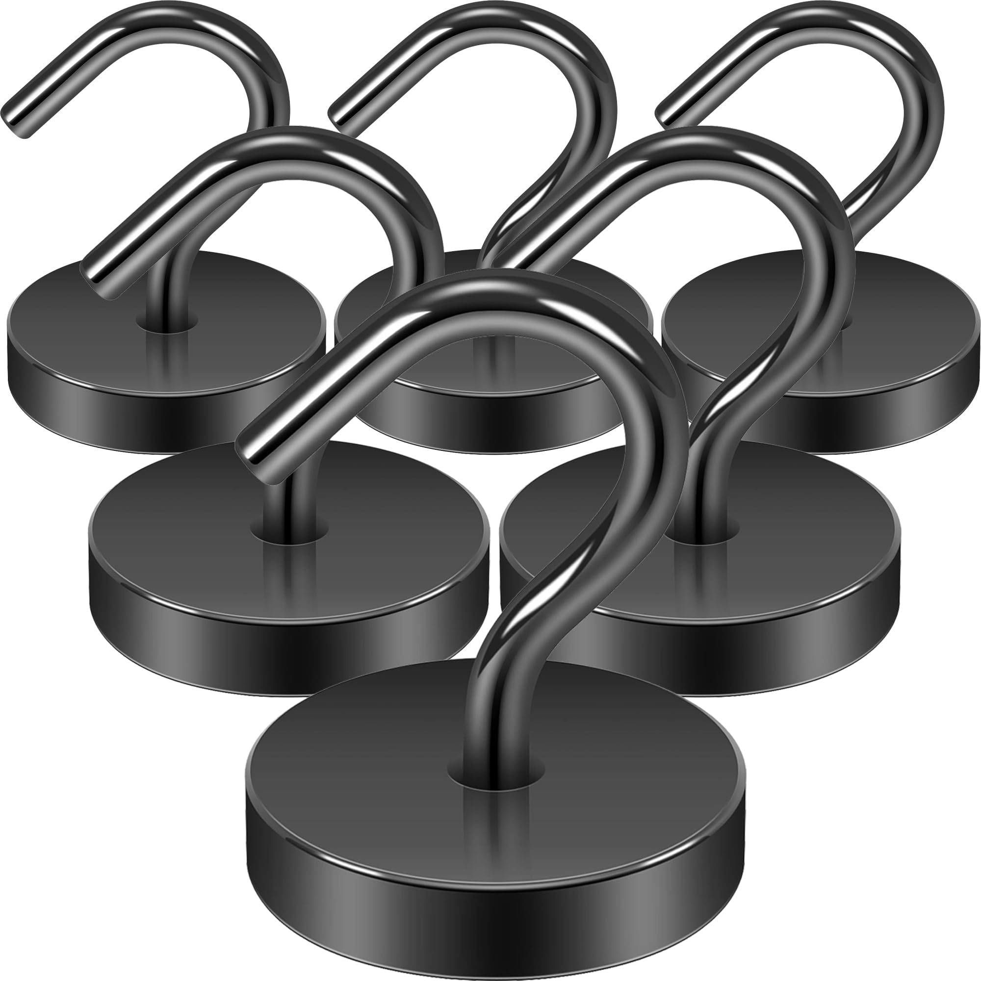 Ahfiwaso Magnetic Hooks Large Opening Heavy Duty 80lb Pull Strong Magnet Hooks for Cruise Cabins Refrigerator Grill and Travel Black #LAH0807H206