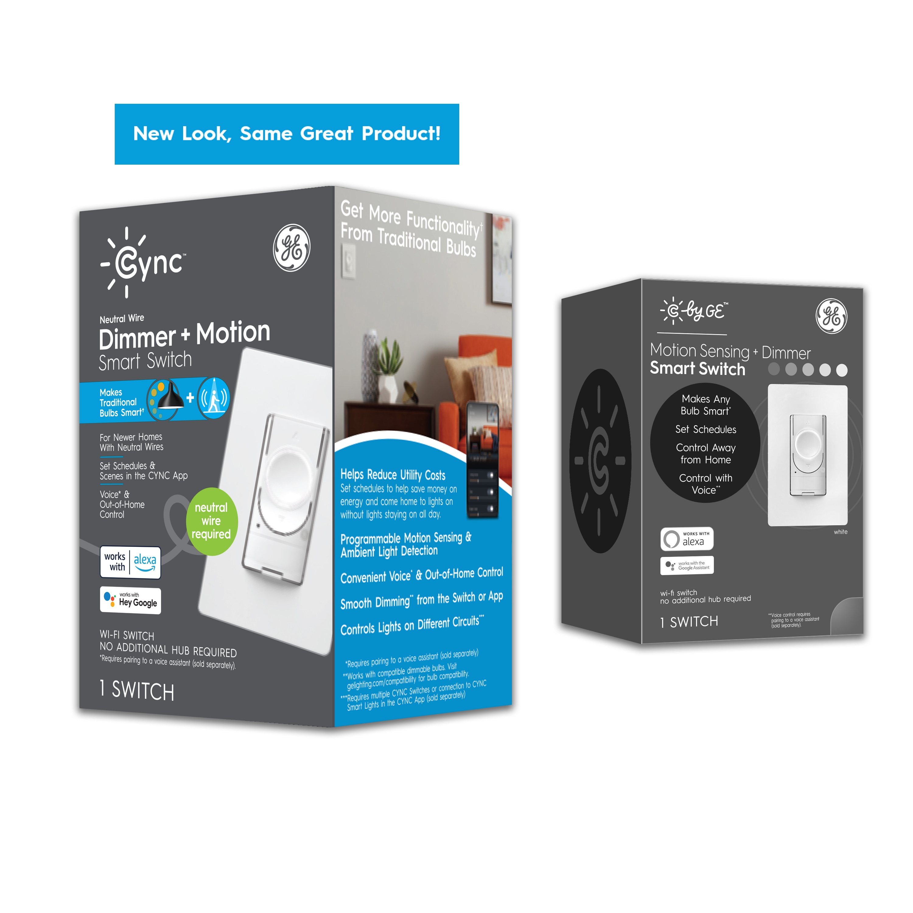 GE CYNC Ceiling Fan Smart Switch, Neutral Wire Required, Bluetooth and 2.4  GHz WiFi, Alexa and