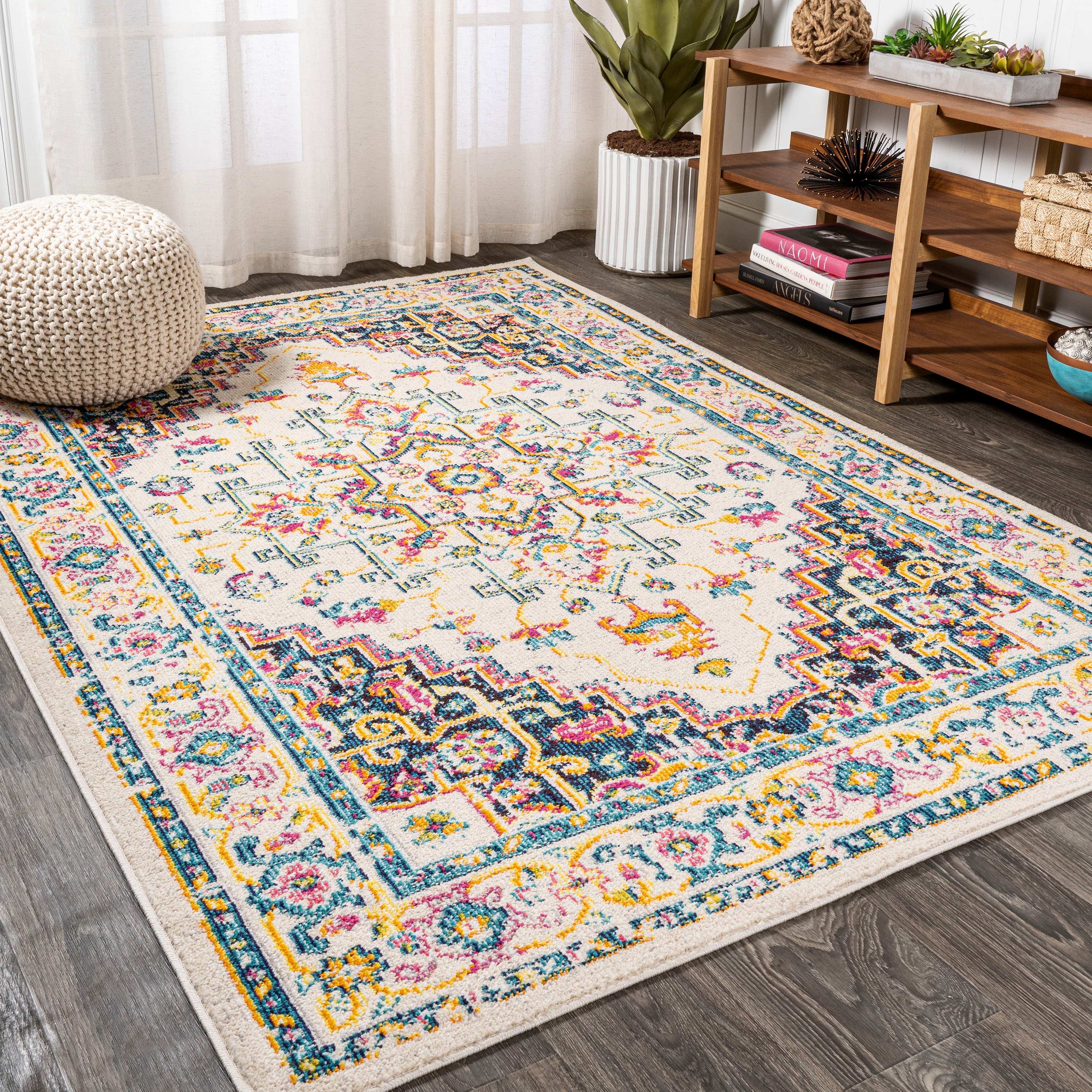 JONATHAN  Y MDP207B-3 MODERN PERSIAN Brooklyn Geometric 3 x 5 (ft) Loomed Polypropylene Beige/Ivory Rectangular Indoor Medallion Persian Area rug