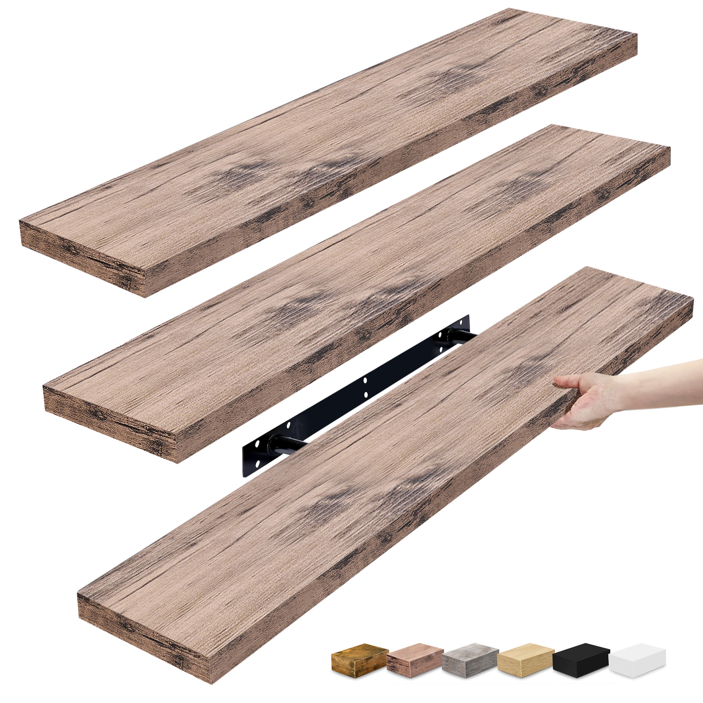 SORBUS  3 Pack 35 Inch Long Floating Wall Shelves for Bedroom Decor Kitchen Living Room for Trophies Frames Bookshelf