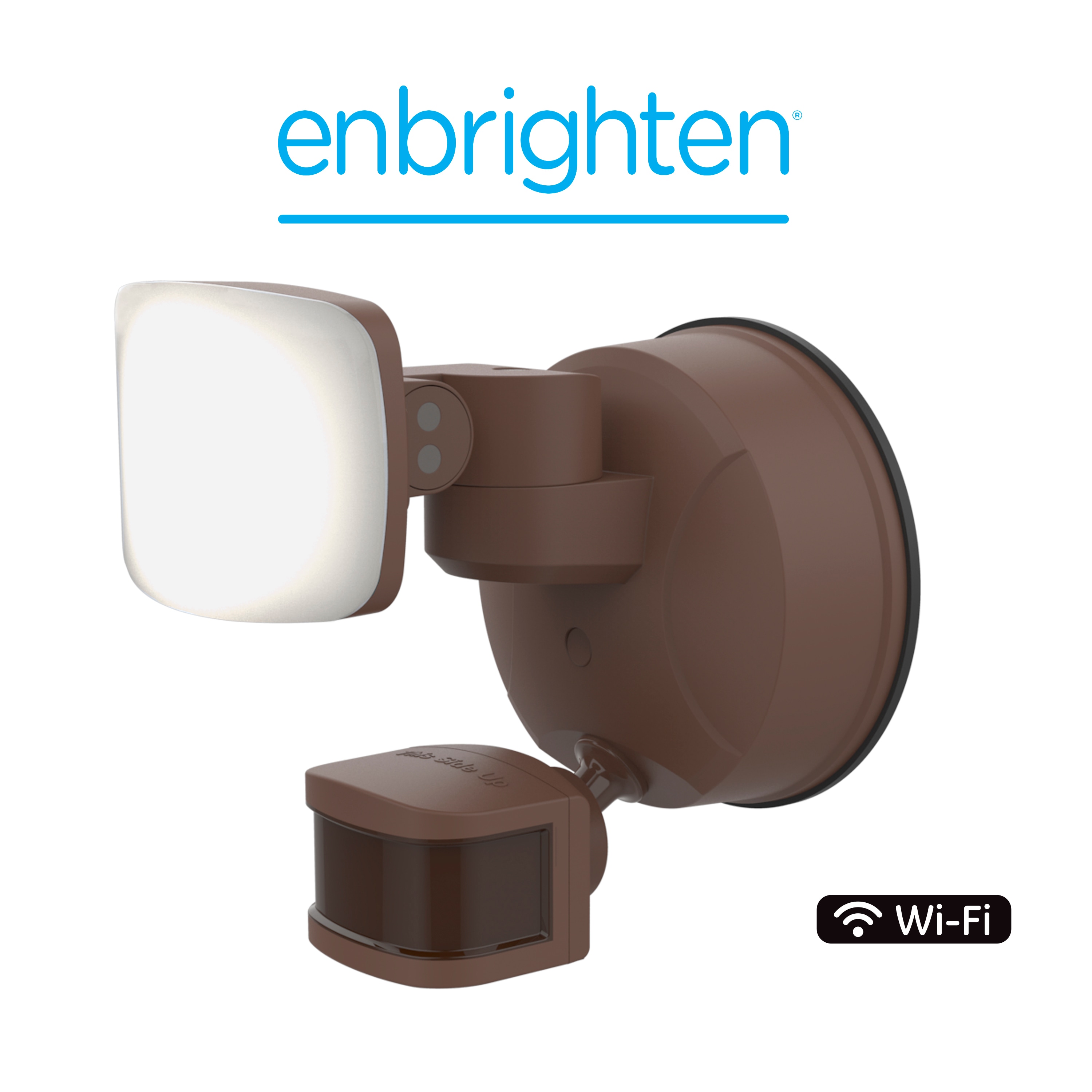 Enbrighten Outdoor Single-Head Motion-Sensing WiFi LED Security Light,  Bronze