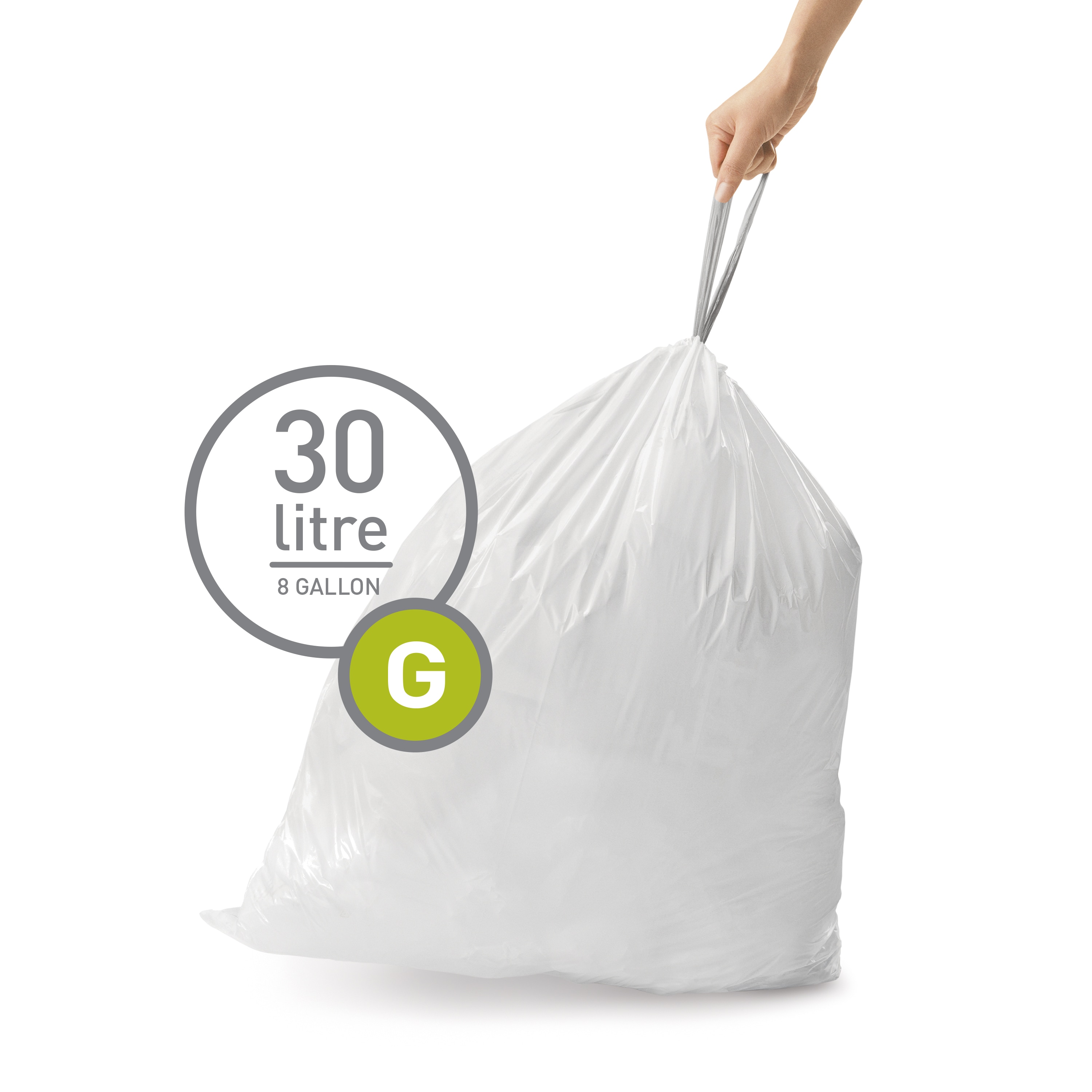 simplehuman 7.93-Gallons White Plastic Can Drawstring Trash Bag (100-Count)  in the Trash Bags department at