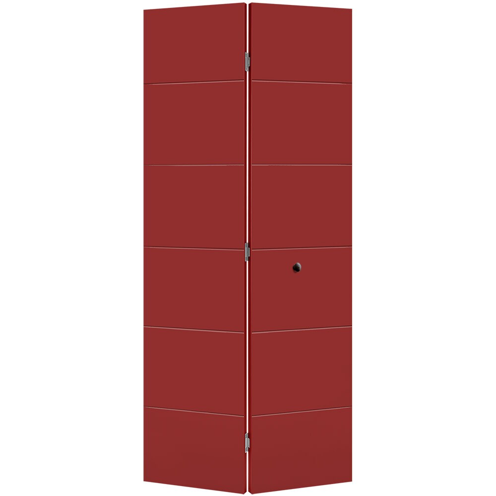 Masonite 1444825 Melrose 36-in x 80-in Barn Red Flush Smooth Hollow core Prefinished Molded composite Closet Bifold Door ( Hardware Included )