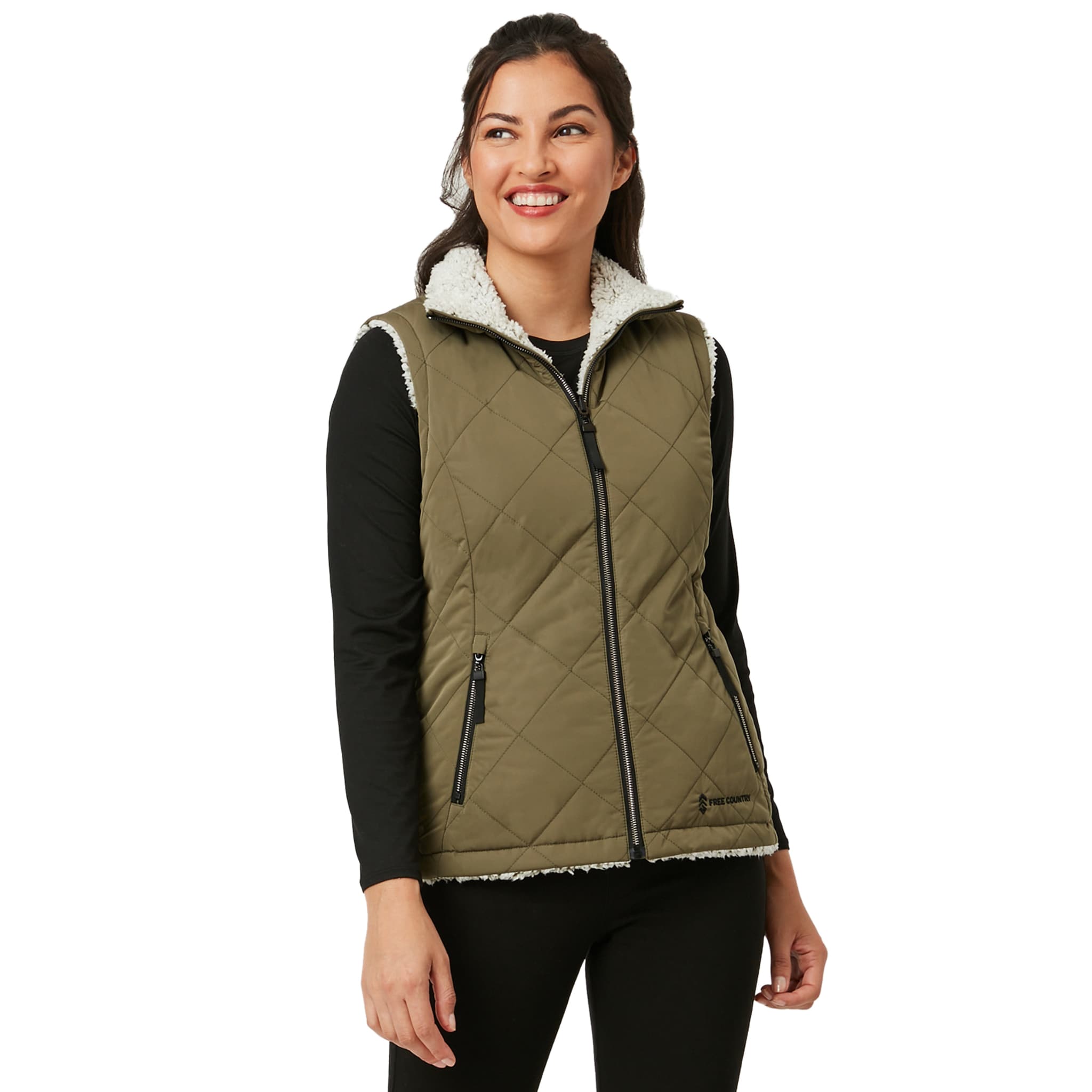 Free Country Women's Multi Polyester Hooded Insulated Vest (Medium) at