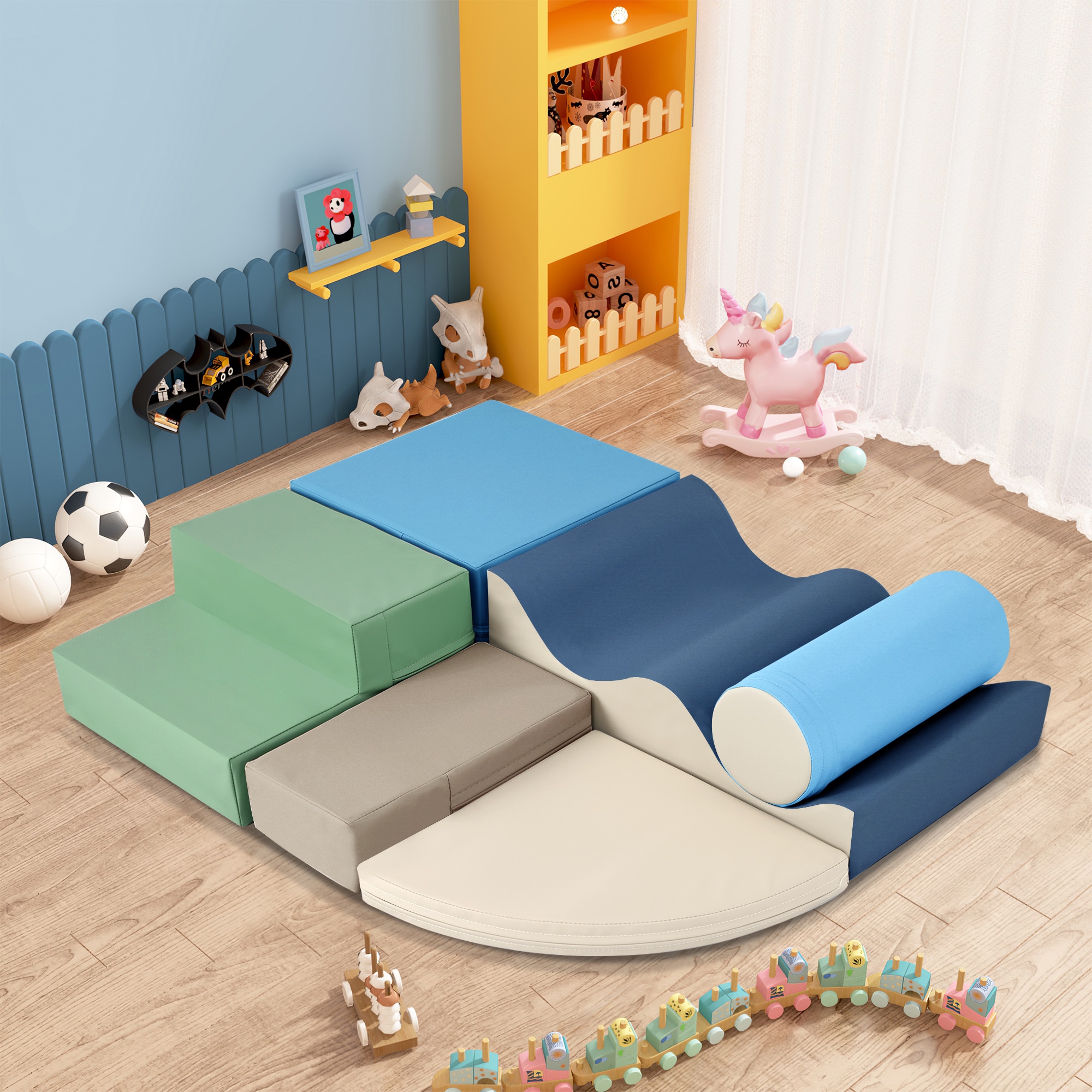 LUXEYARD Soft Climb and Crawl Foam Playset 6 in 1 Soft Play Equipment Climb and Crawl Playground