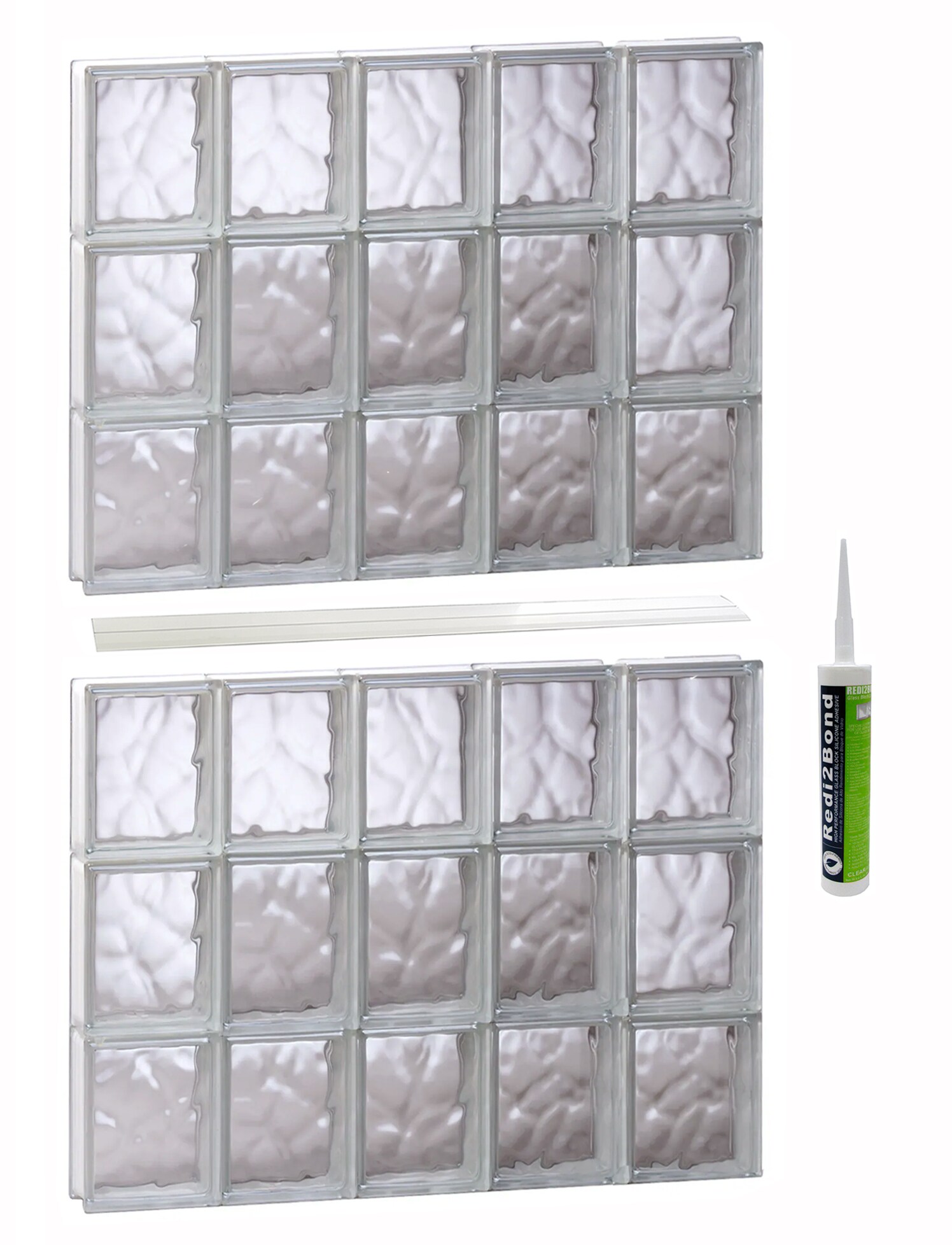 REDI2SET S3048DC Wavy Glass 28-3/4-in x 46-1/2-in Frameless Replacement Glass Block Window