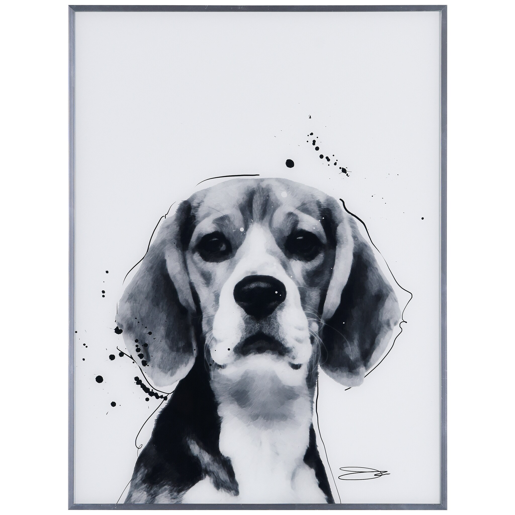 Empire Art Direct Dalmatian Pet Paintings on Printed Glass Encased with A  Black Anodized Frame, 24 x 18 x 1