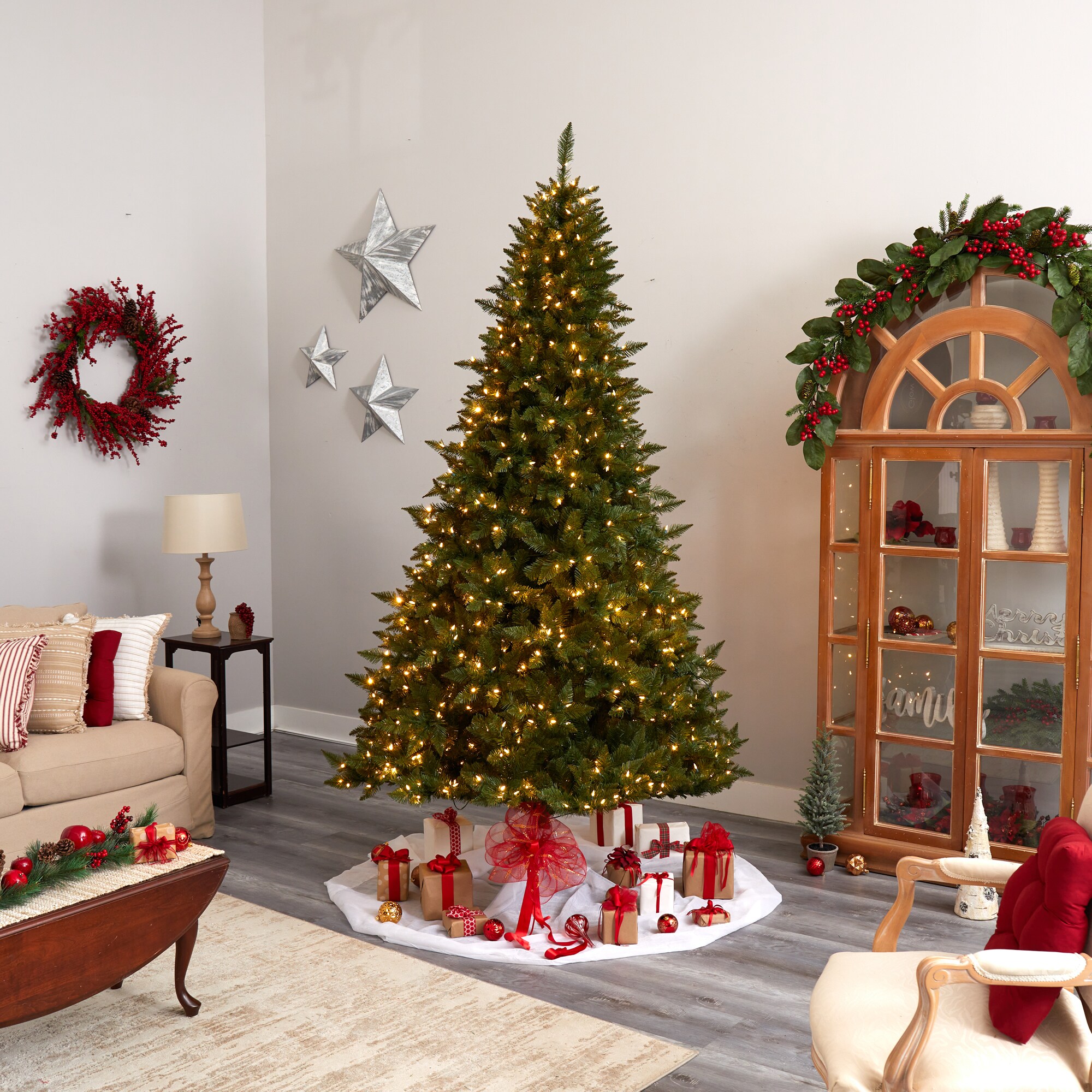 Pre-Lit Vermont Spruce Quick Set Artificial Christmas Tree, Remote