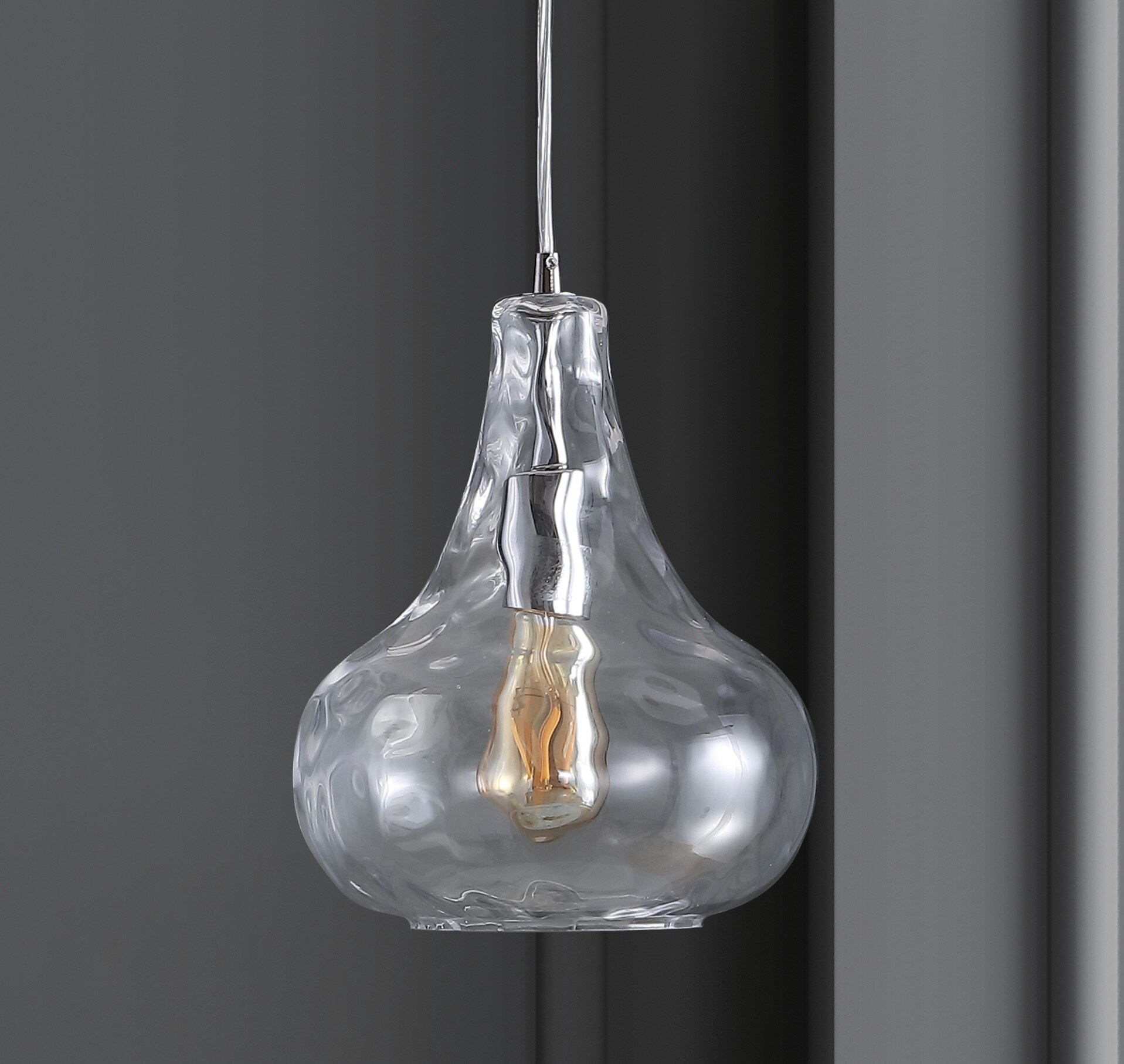 Ferano 9" Chrome Glass LED Pendant Light