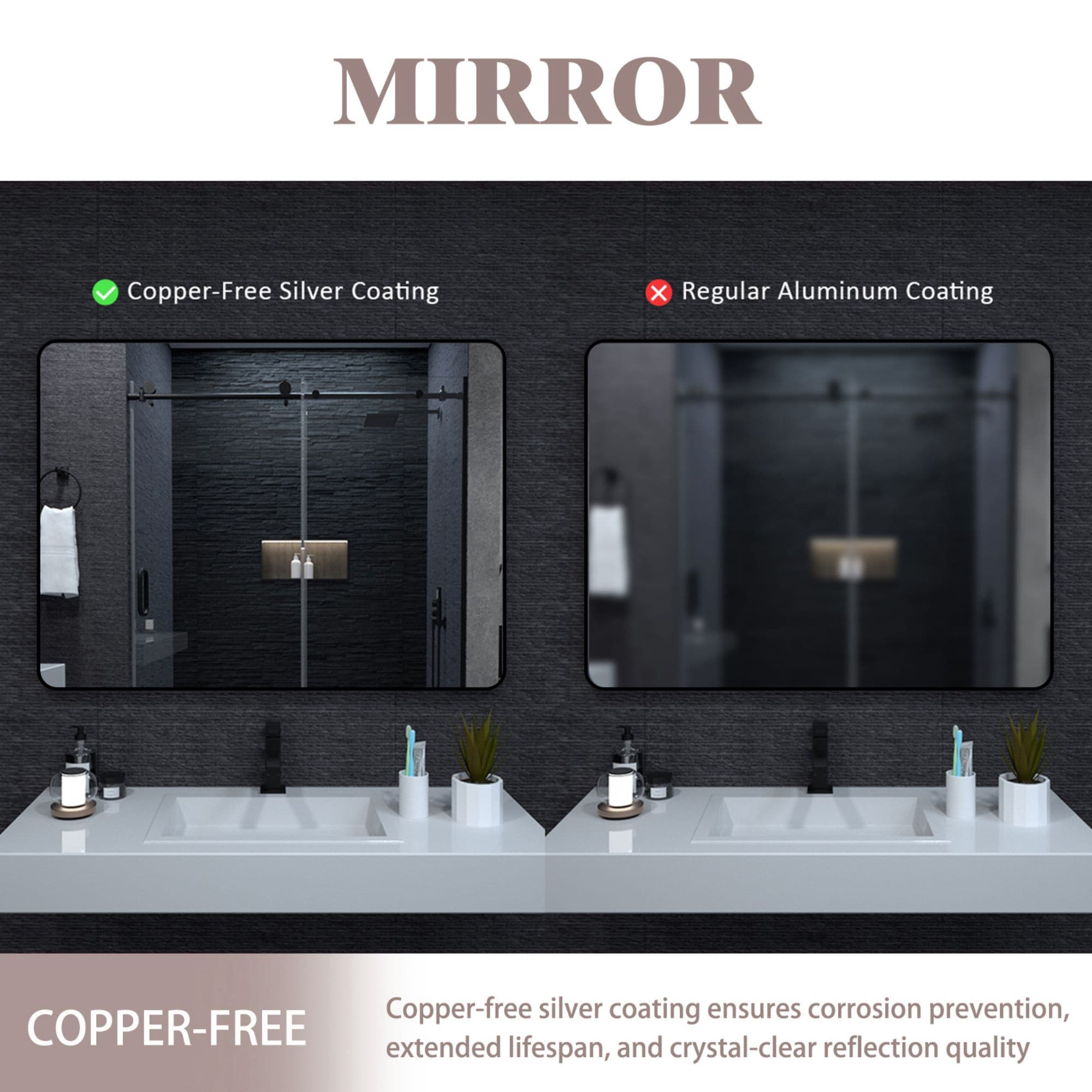 WELLFOR BFB7DHB-WF Framed-Bath-Mirrors - View #8