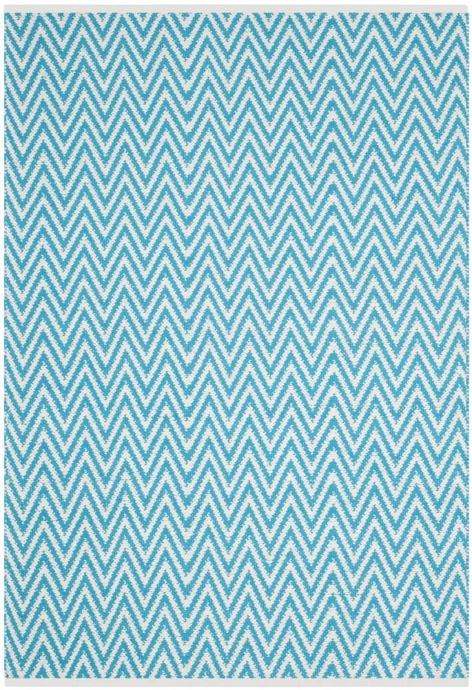 Safavieh MTK812H-5 Montauk Caswell 5 x 8 (ft) Cotton Blue/Ivory Rectangular Indoor Chevron Coastal Area rug