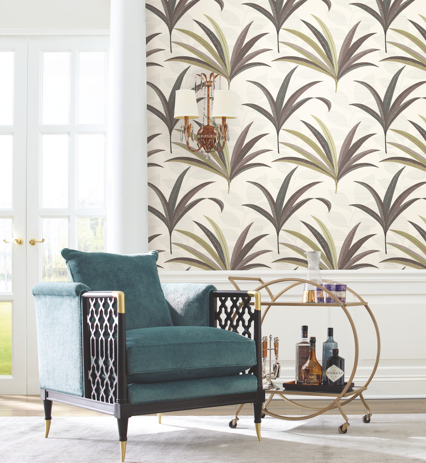 York Wallcoverings CA1550 Antonina Vella Deco 60.8-Sq. Feet Neutral Non-woven Ivy/Vines Unpasted Wallpaper