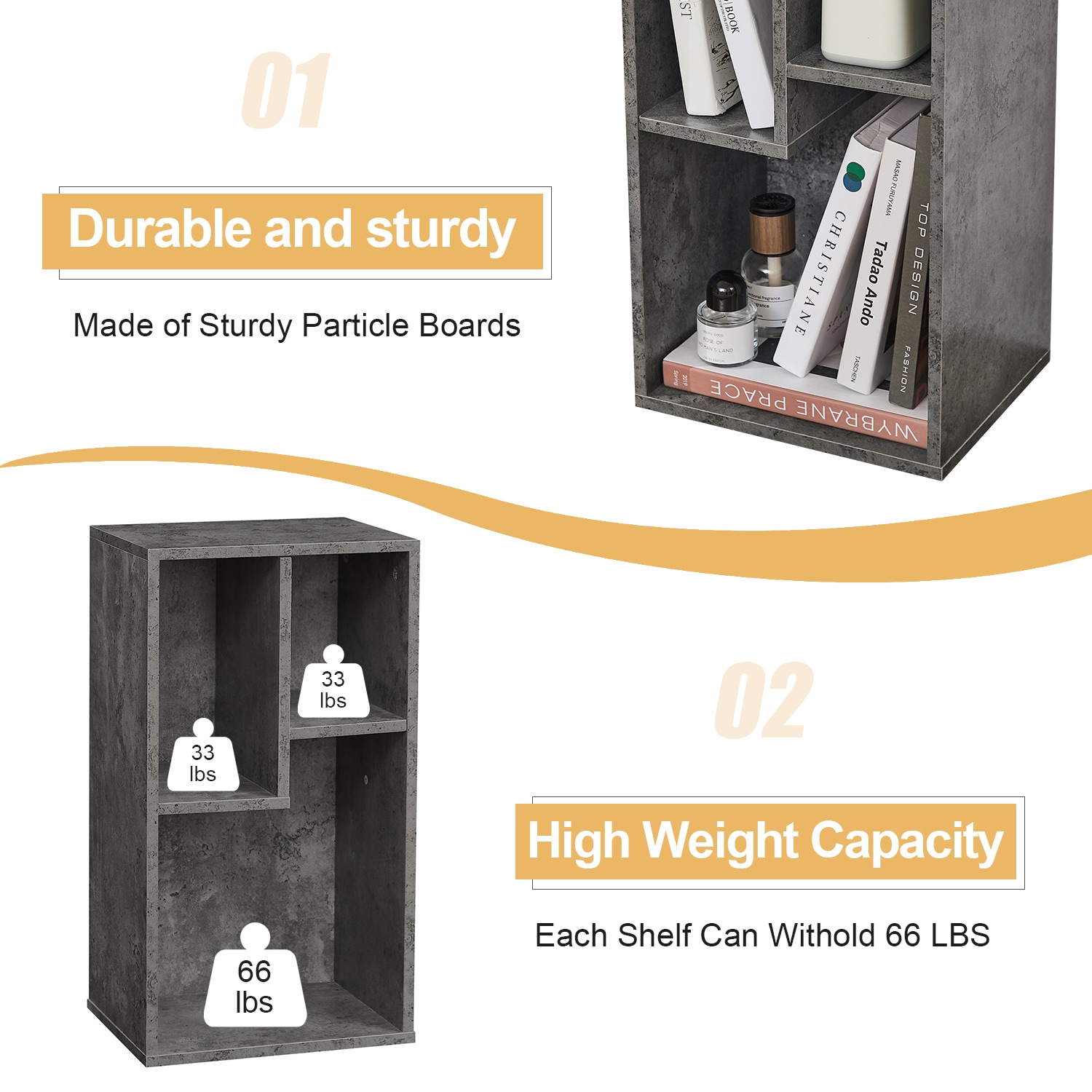 Vecelo LOE-B06-GRY bookcases - View #4
