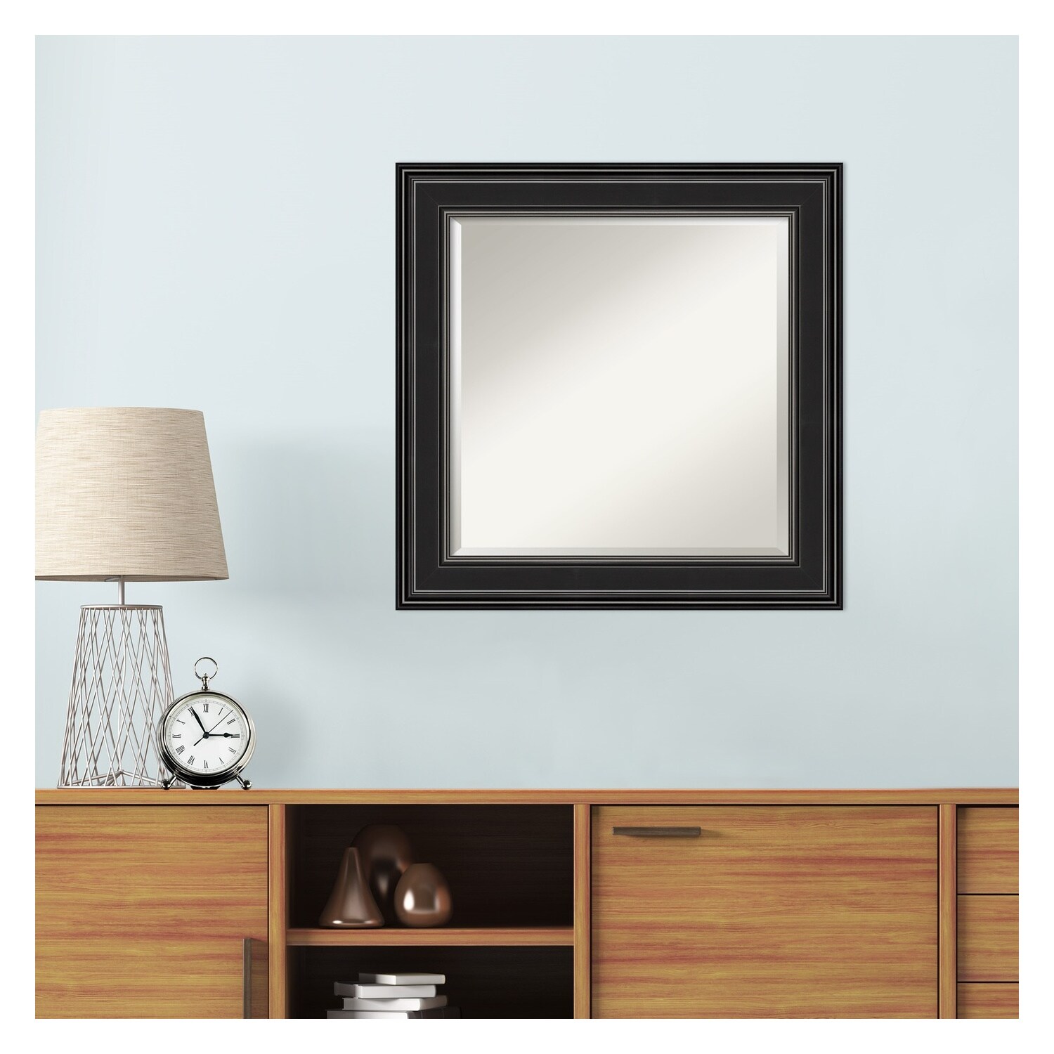 Amanti Art Ridge Black Frame 25.75-in x 25.75-in Satin Black Square ...