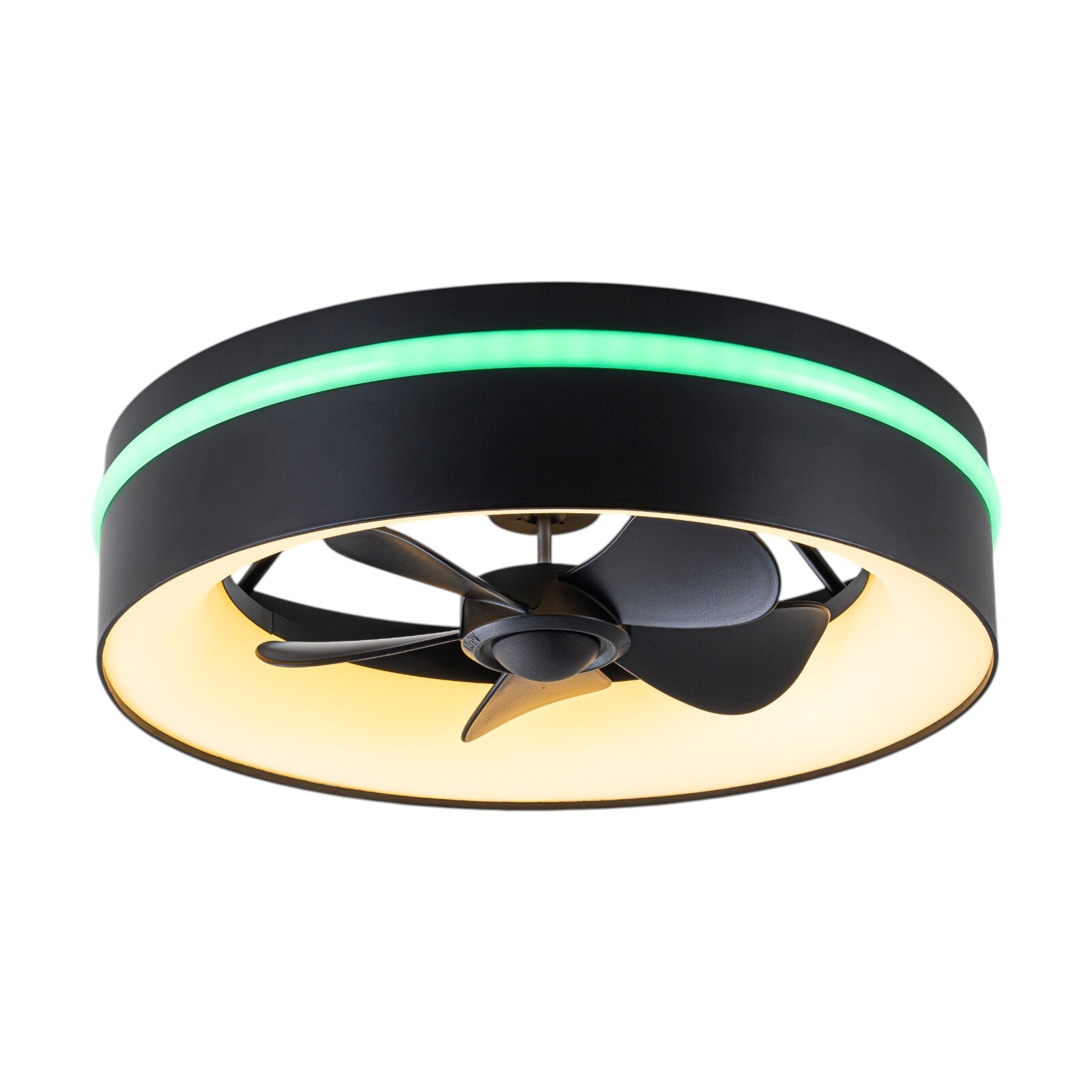 LLHZSY 11.82-in Matte Black with Adjustable White LED Flush Mount Ceiling Fan With Light and Remote Control Included 5 -Blade