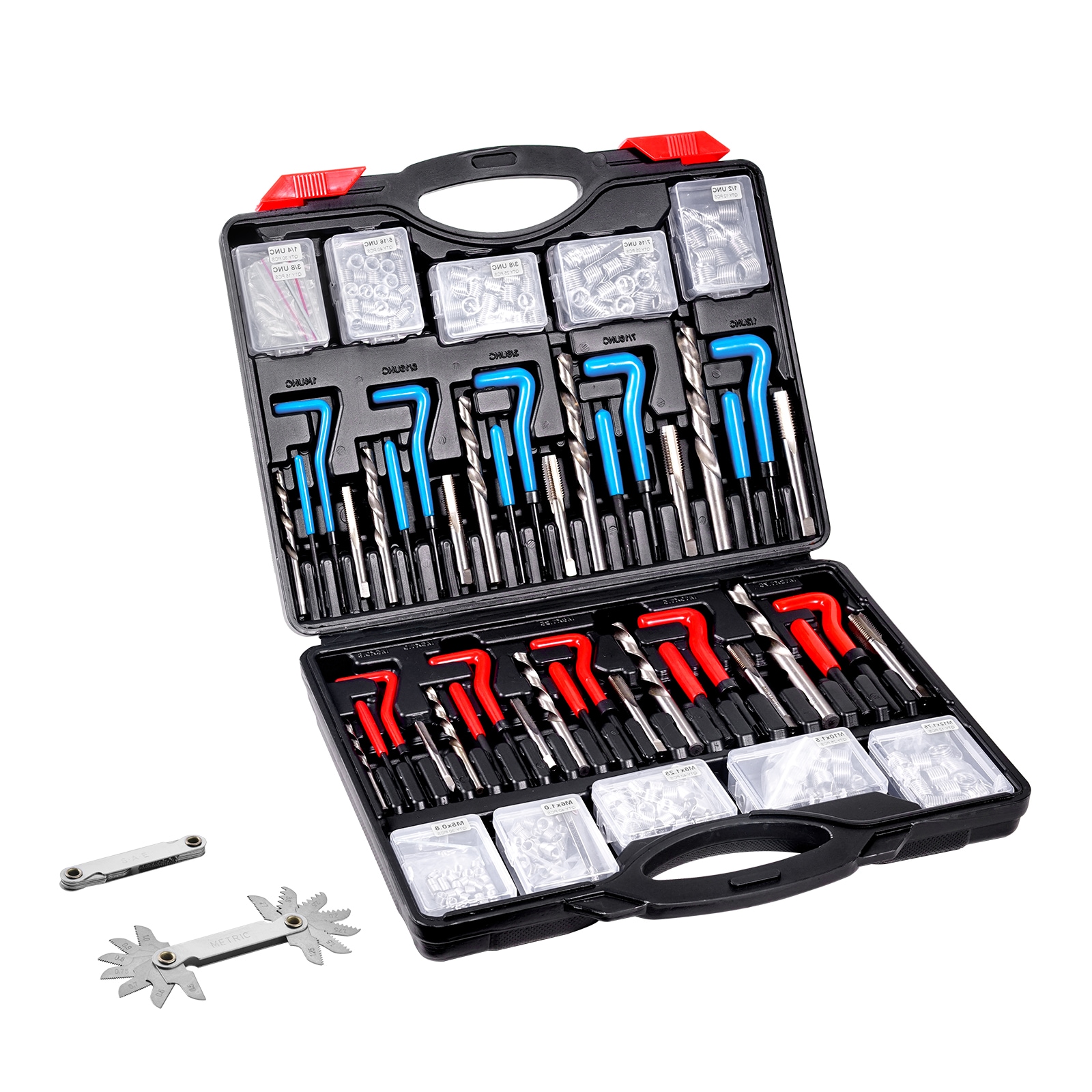 GIVIMO 338-pc SAE And Metric Thread Repair Kit With M5 M6 M8 M10 M12 1-4-in 5-16-in 3-8-in 7-16-in 1-2-in Inserts Taps And Drill Bits Helicoil Tool Kit #LW018GIVSS076-N