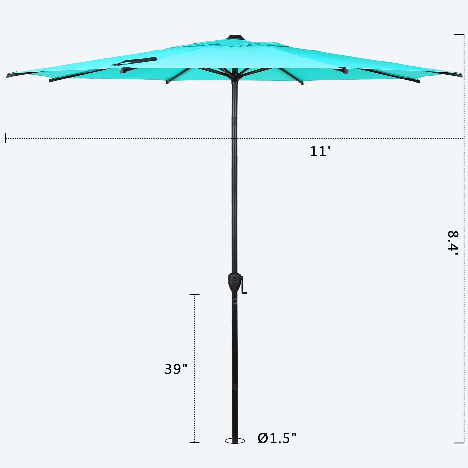 Light Blue and Charcoal Steel Round Market Umbrella