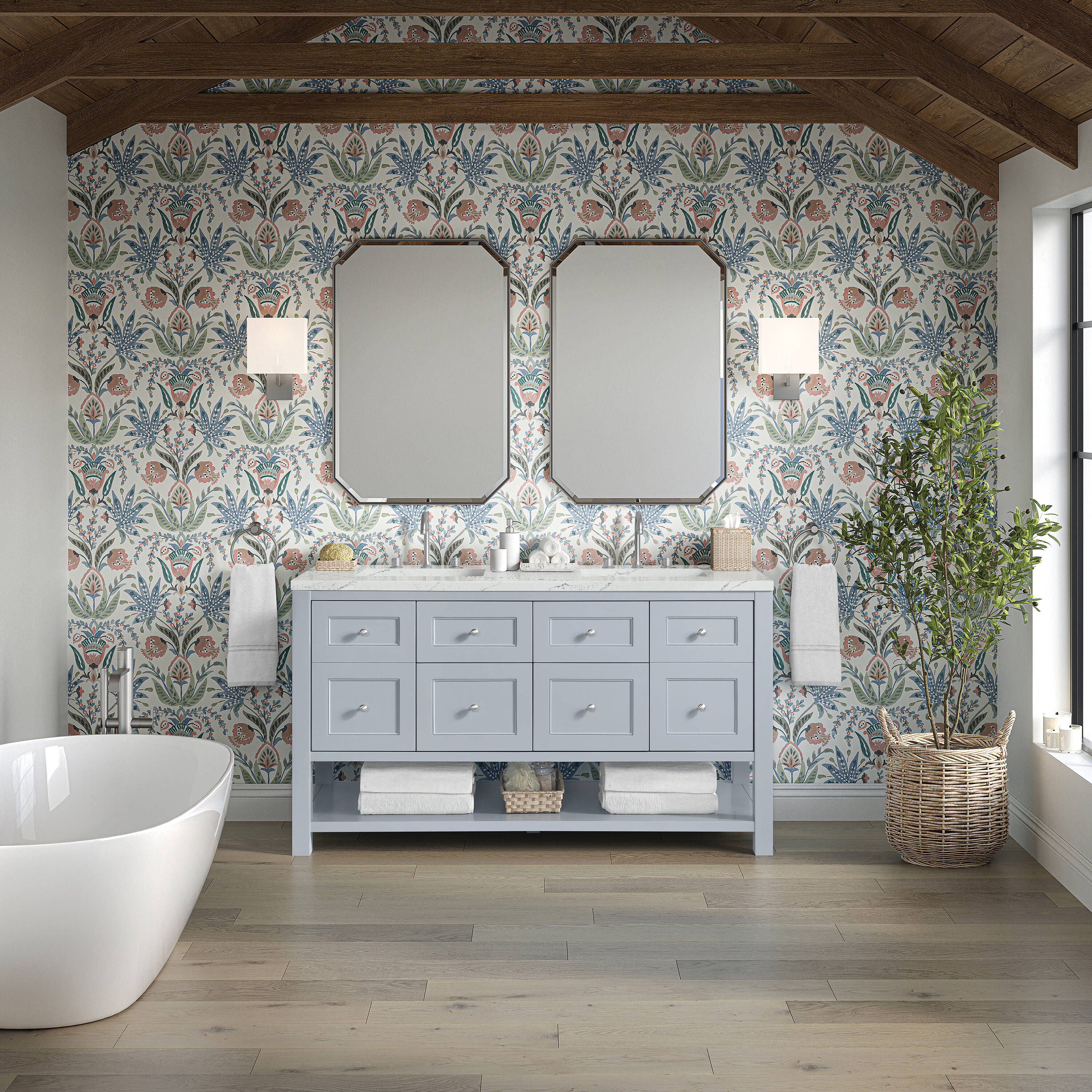 James Martin Vanities Breckenridge 60-in Serenity Blue Undermount ...