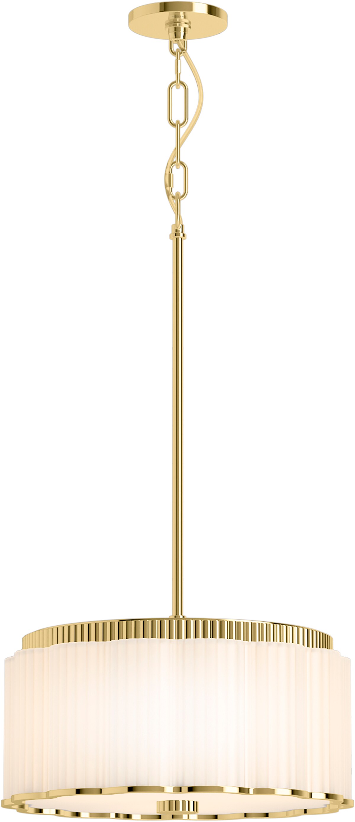 KOHLER 27439-PE03-2PL Tresdoux 3 -Light Polished Brass Traditional Frosted glass Cylinder Large Hanging Pendant light