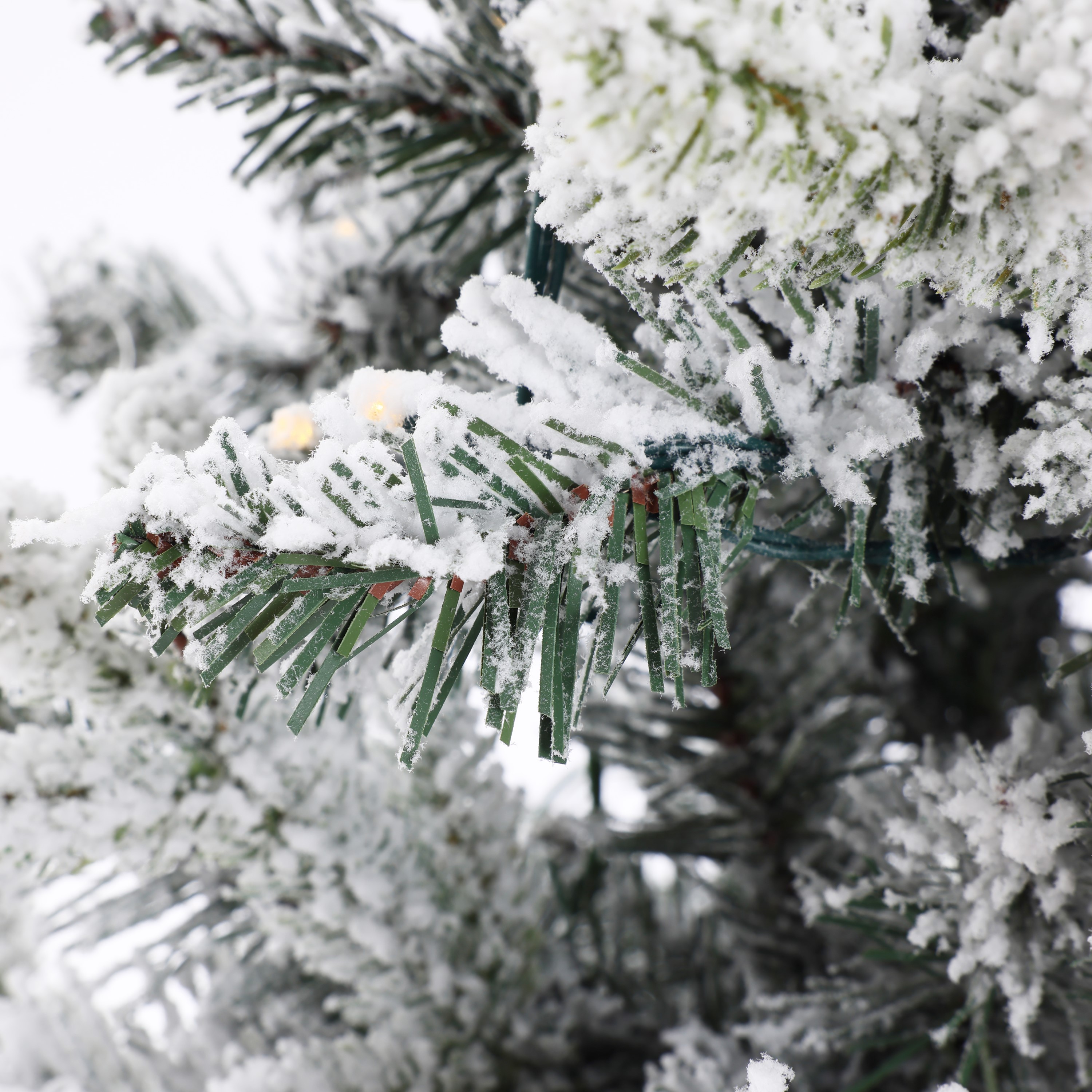 5.6 Ft Pre-Lit White Flocked Fir Christmas Tree with Gray Pot