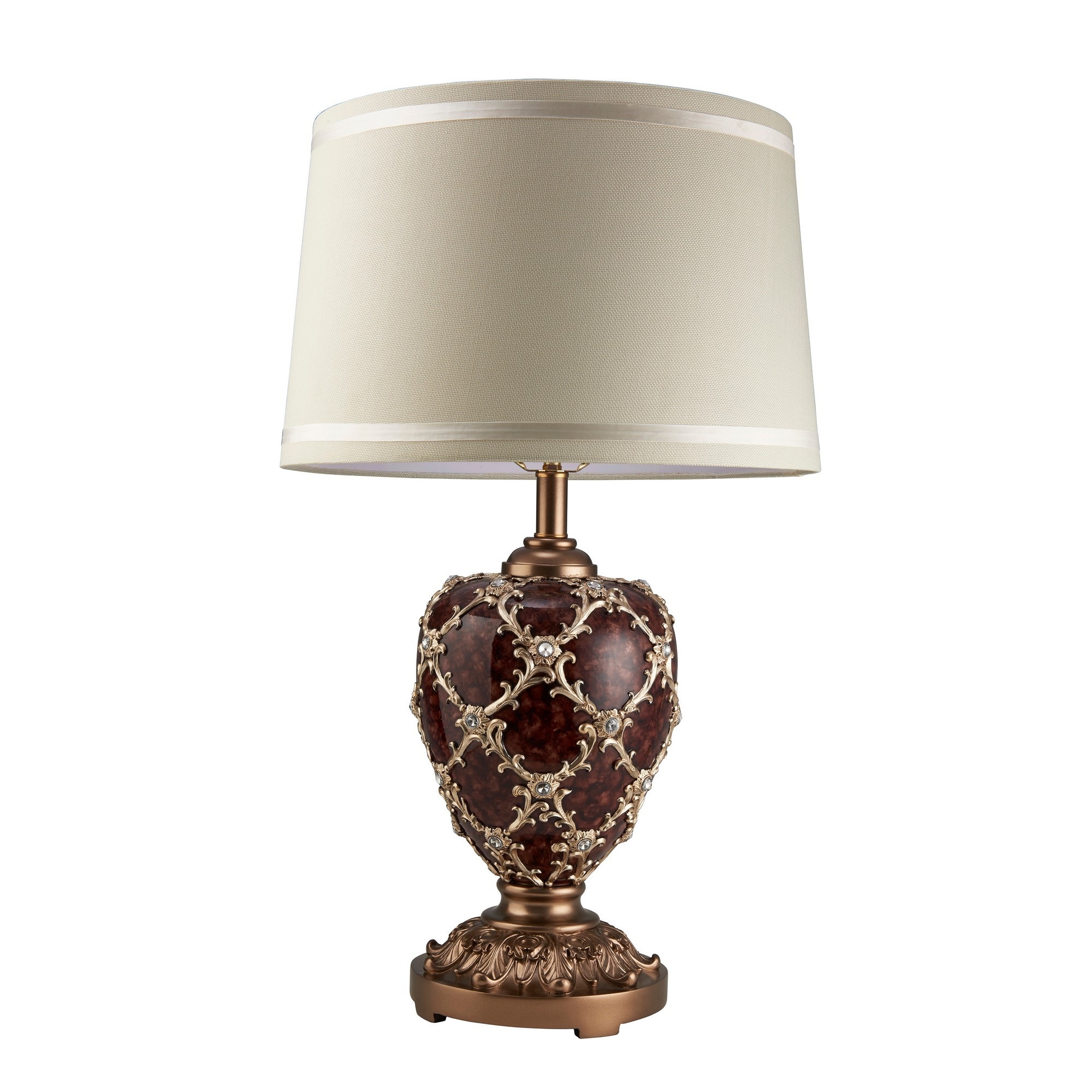 Benzara BM240901 29-in Brown LED 3-way Table Lamp with Fabric Shade
