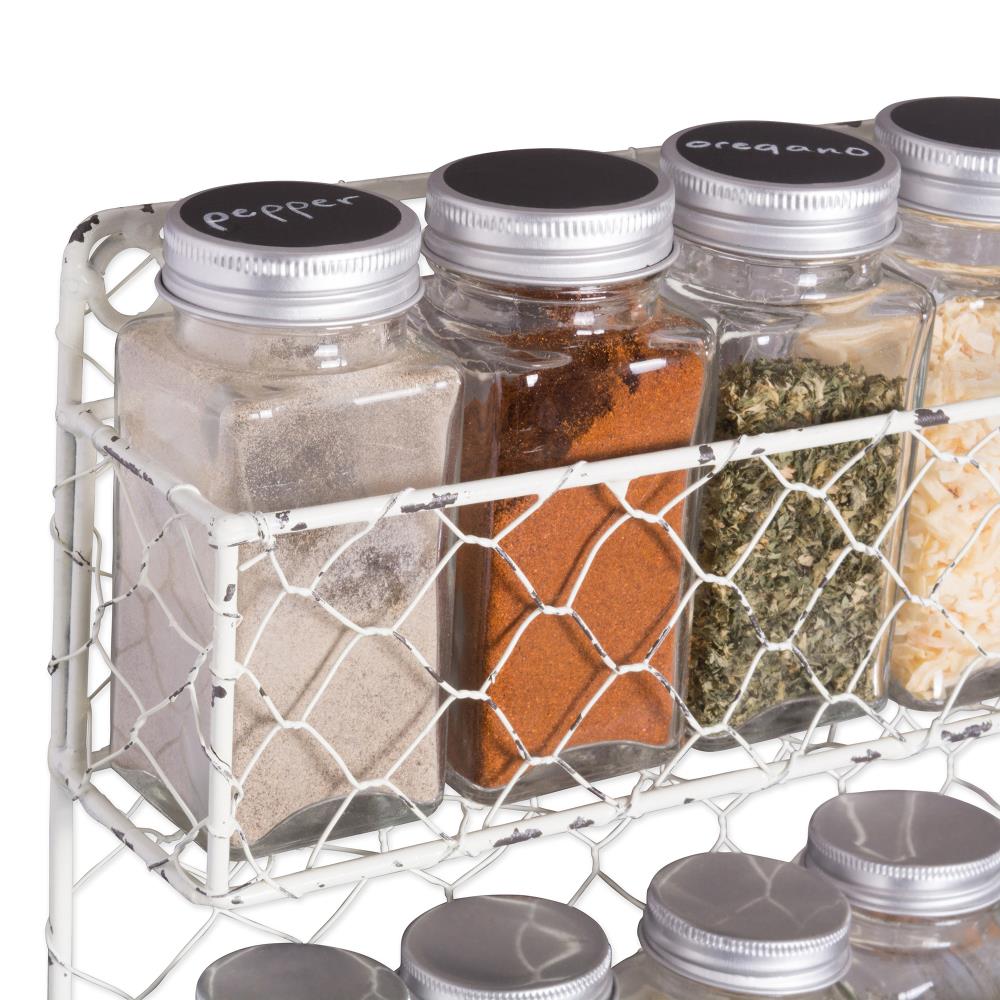 Talented Kitchen 2 Pack Spice Rack Organizer With 24 Glass Spice Jars  Seasoning Containers 4 Oz, Spice Labels & 3-tier Rack For Cabinets : Target