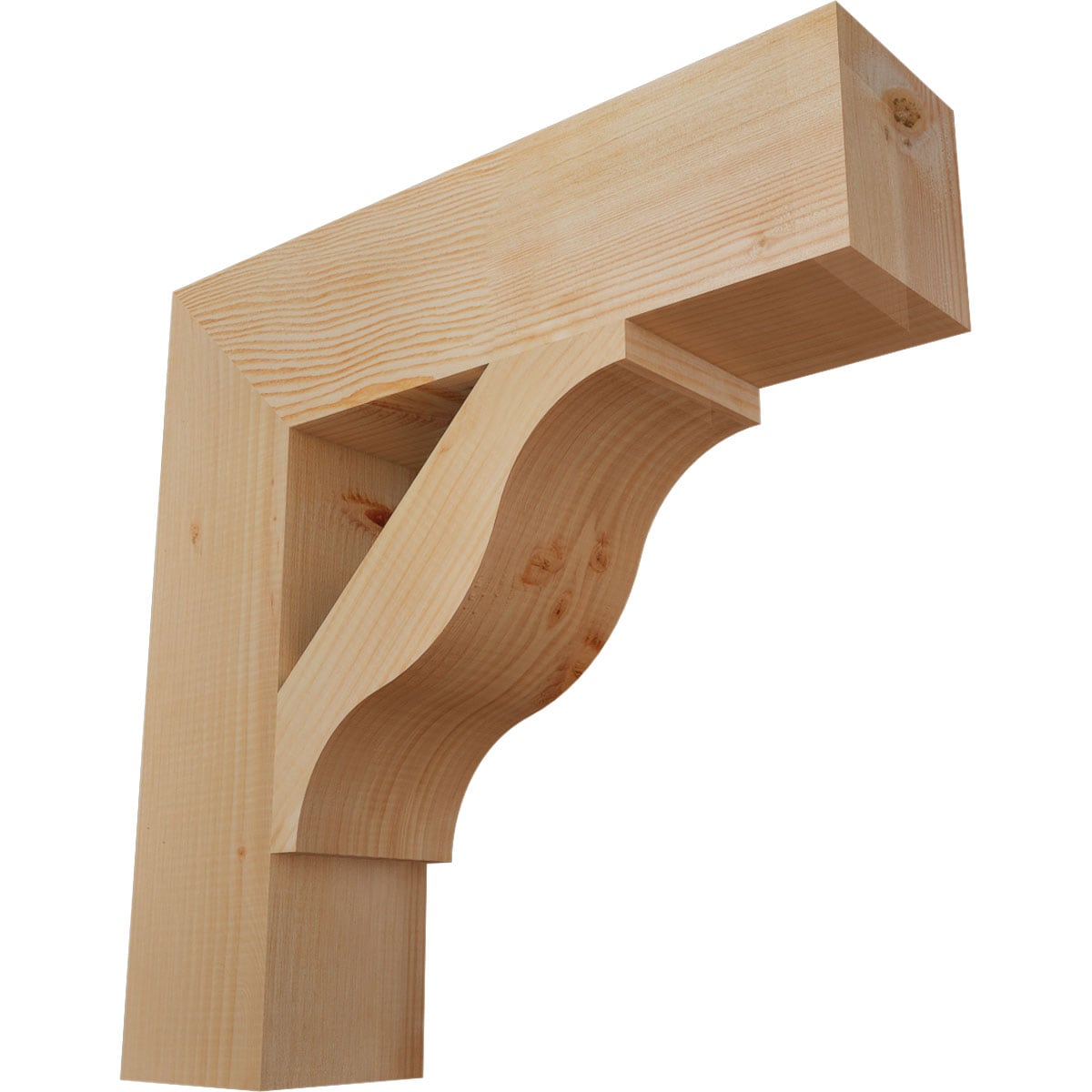 Ekena Millwork BKT06X24X24FST05SDF Funston Block Smooth 5-1/2-in x 24-in x 24-in Douglas fir Brown Wood Standard bracket
