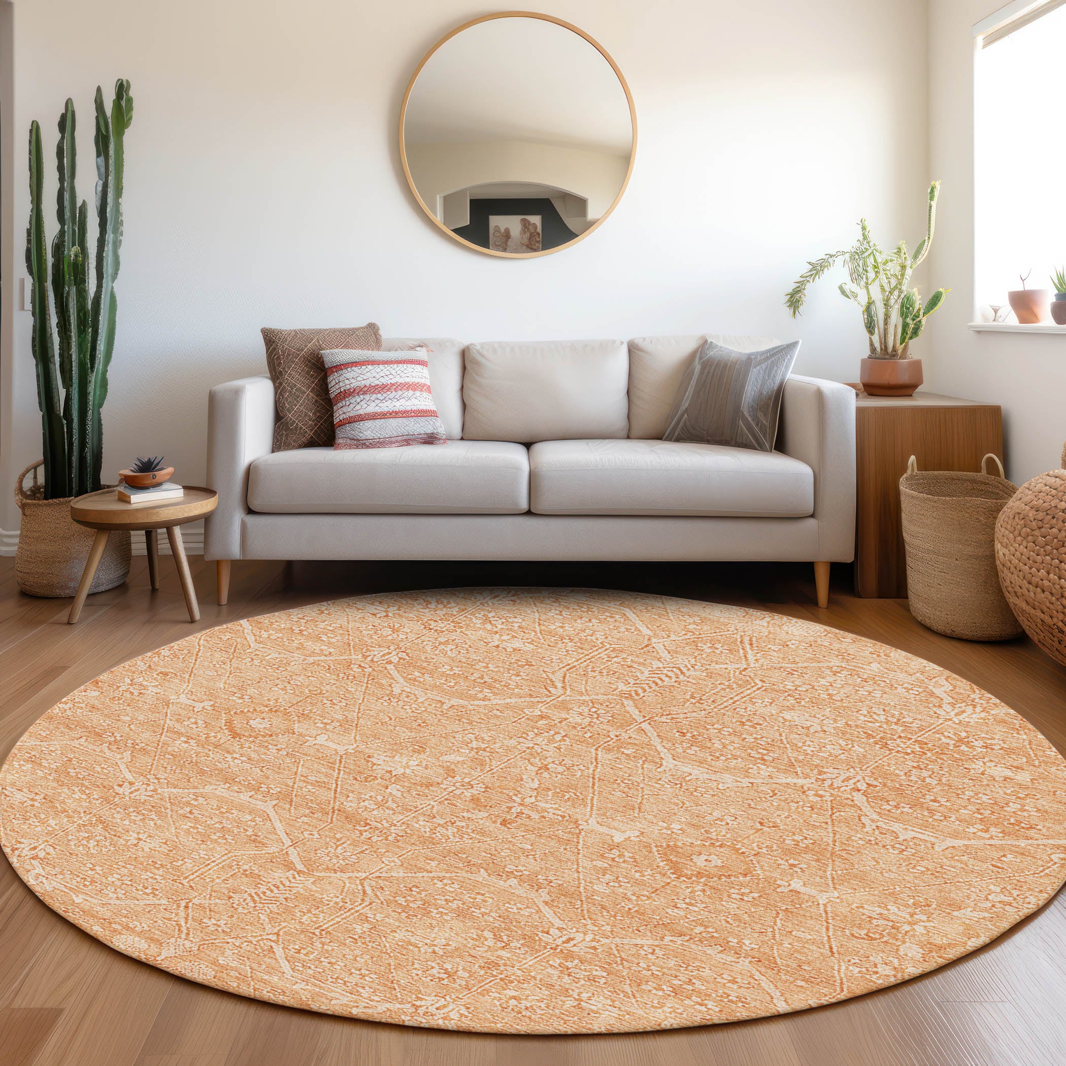 Addison Rugs ACN1224SM8RO Chantille ACN1224SM 8 x 8 (ft) Polyester Salmon Round Indoor/Outdoor Geometric Machine washable Area rug