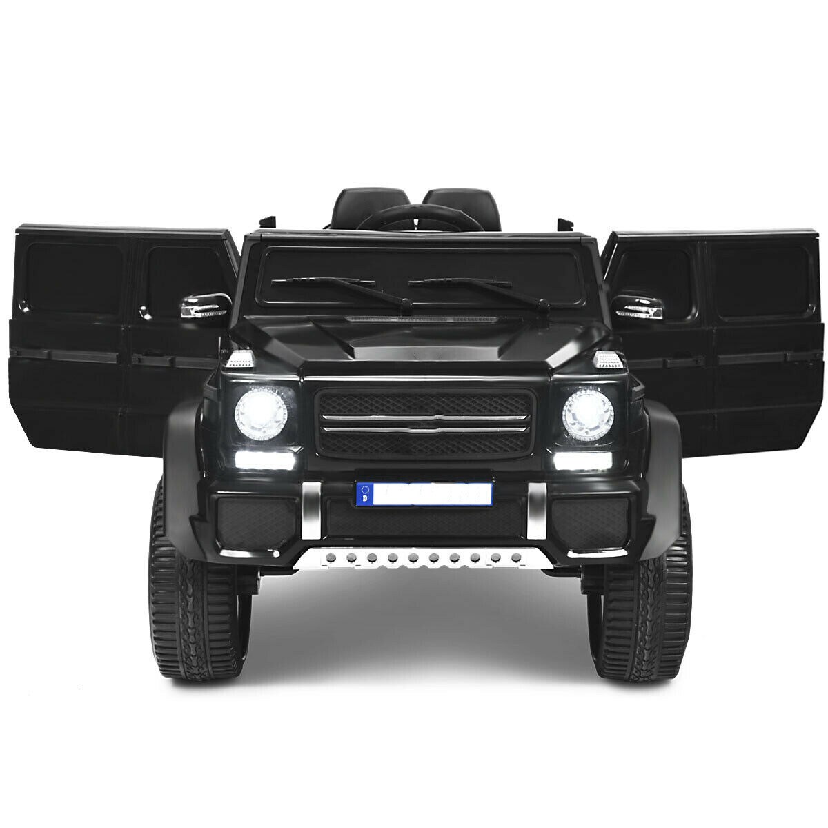 Slickblue D-CO-KB120823YT 12V Childrens Electric Ride-On Car for Kids with Battery and Charger Included – Perfect for Sidewalks Play Areas Driveways and Outdoor Fun - Black