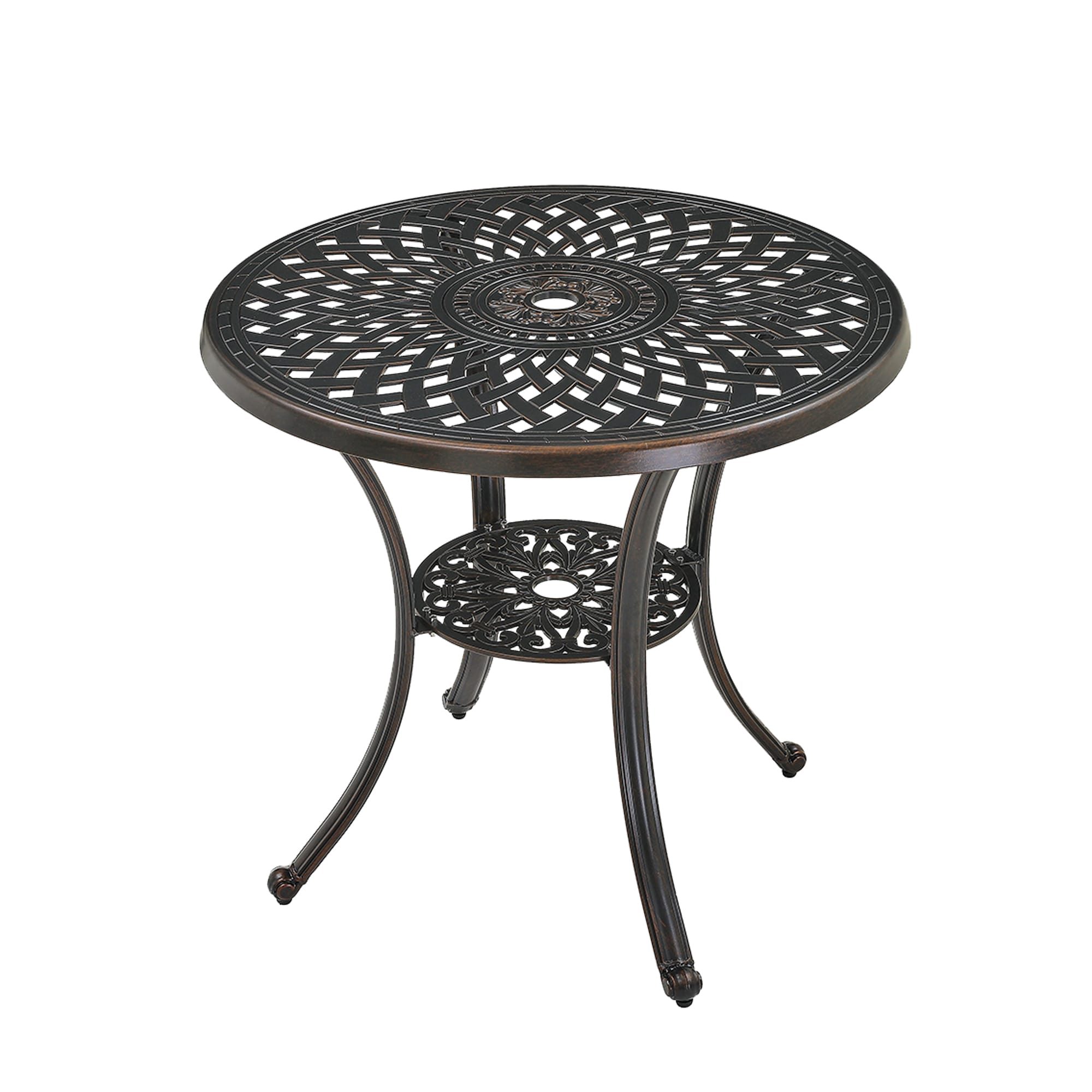 Mondawe Round Outdoor Dining Table 31-in W x 31-in L with Umbrella Hole ...