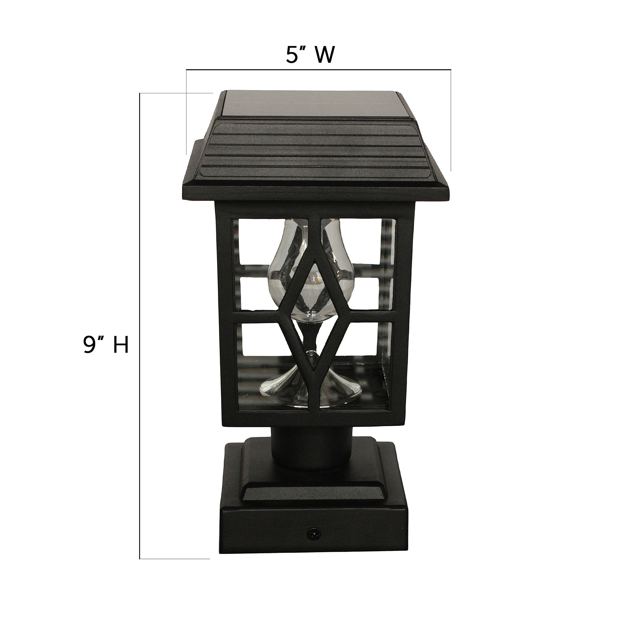 Luna II Black Cast Aluminum Solar LED Post Cap Lights, 2-Pack