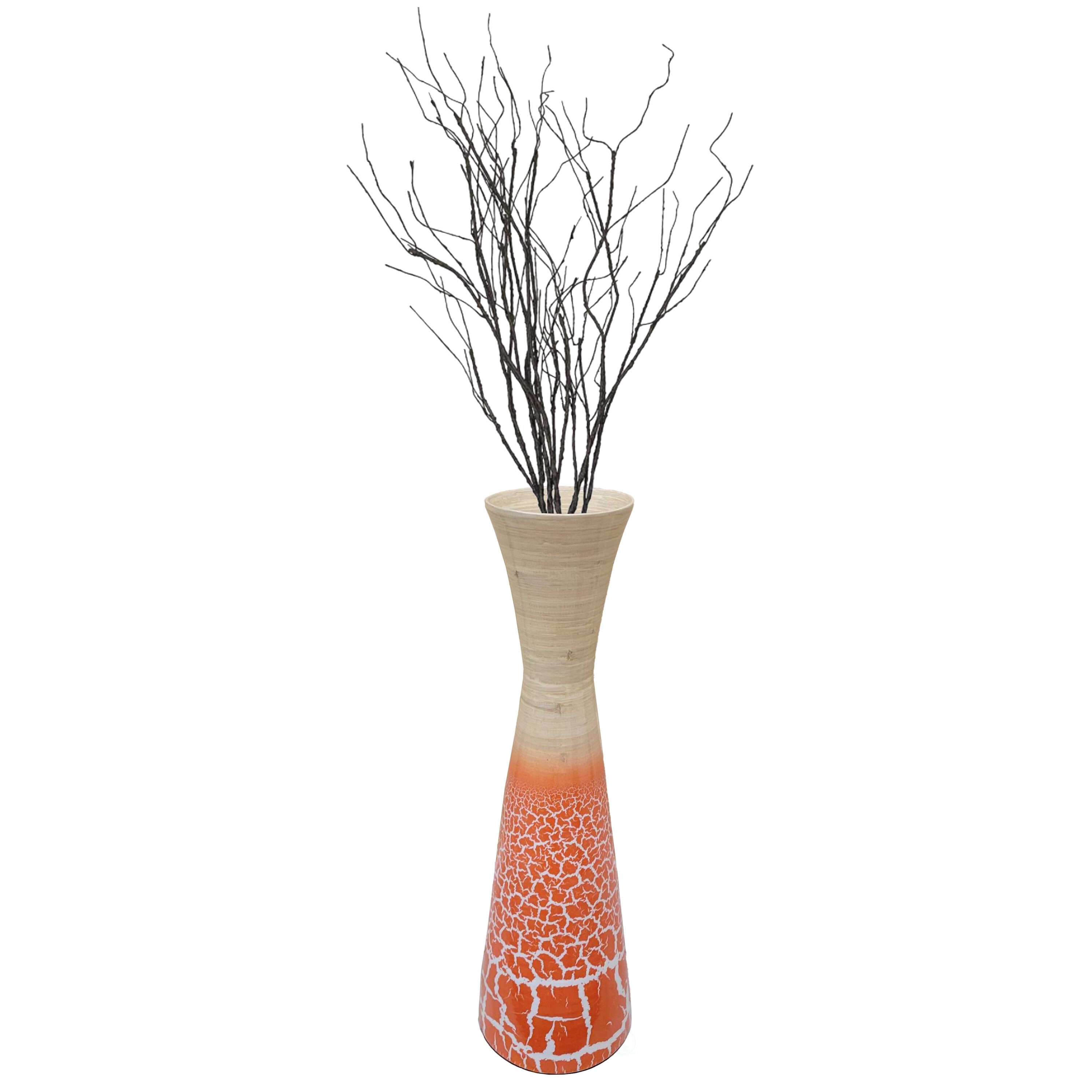 Uniquewise QI004273.OR Orange Wood Modern Vase