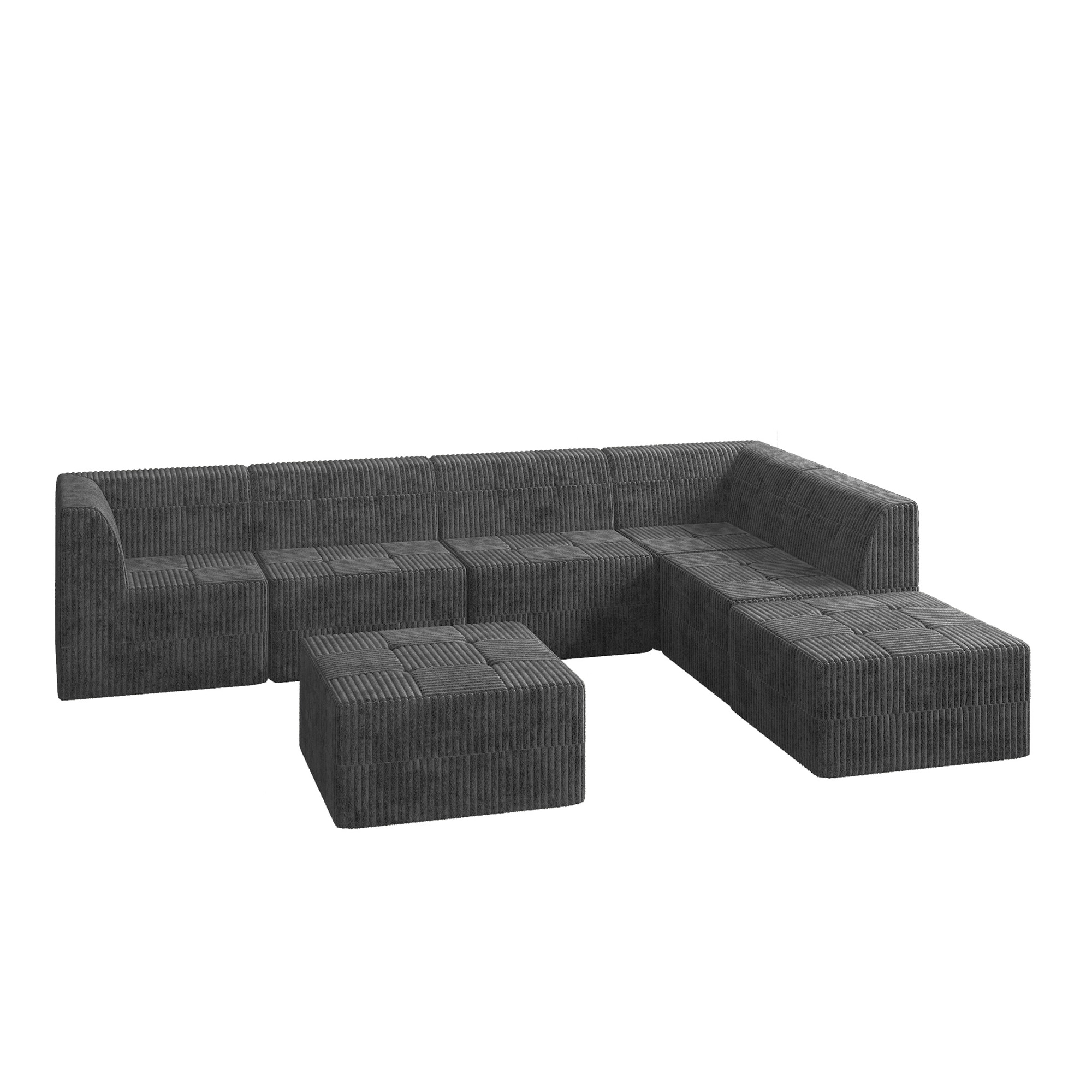 SINOFURN SYA370082GY 130.3-in Modern 7-Seat Gray 6+ -seater Sectional