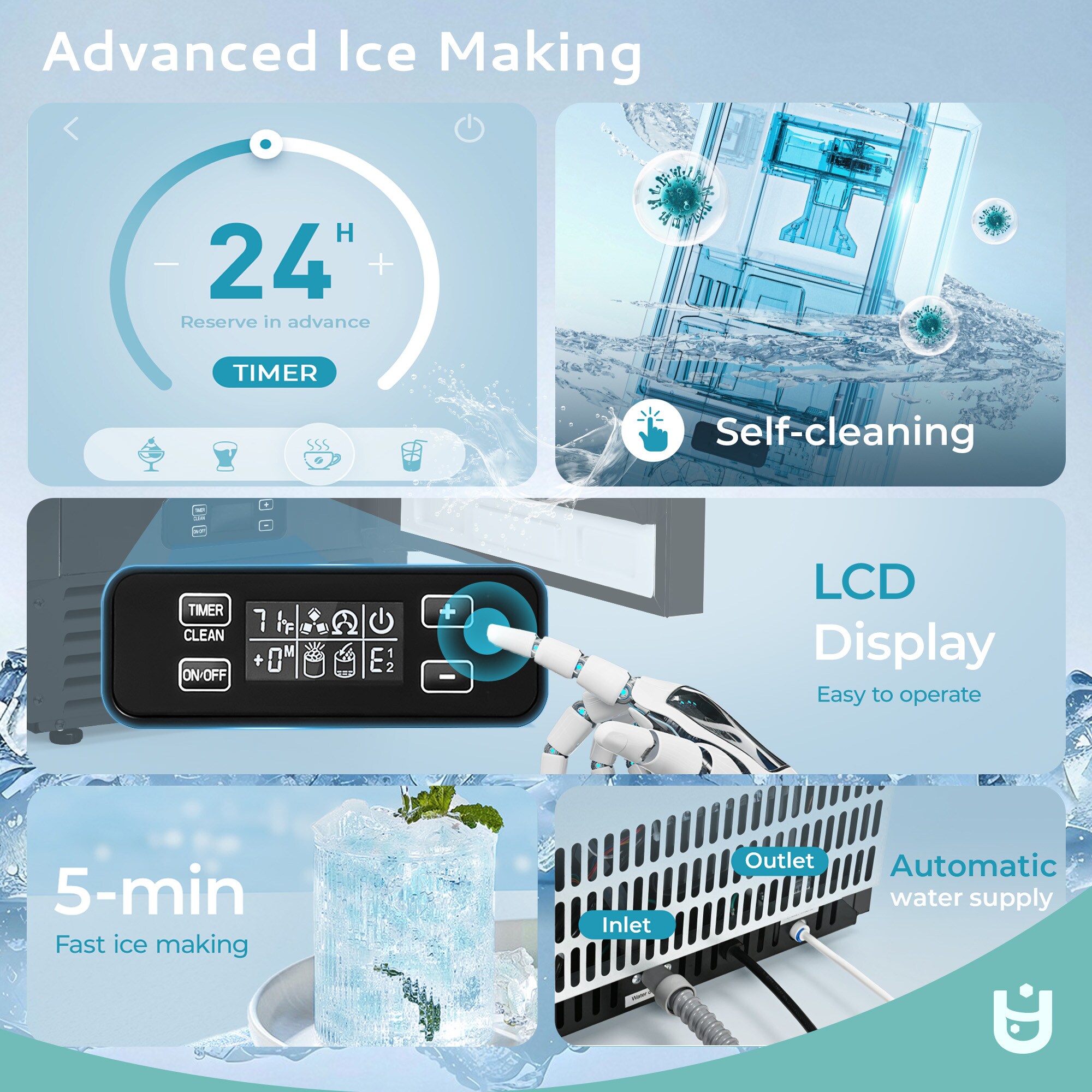 Euhomy CIM007-66BL Commercial-Ice-Makers - View #5