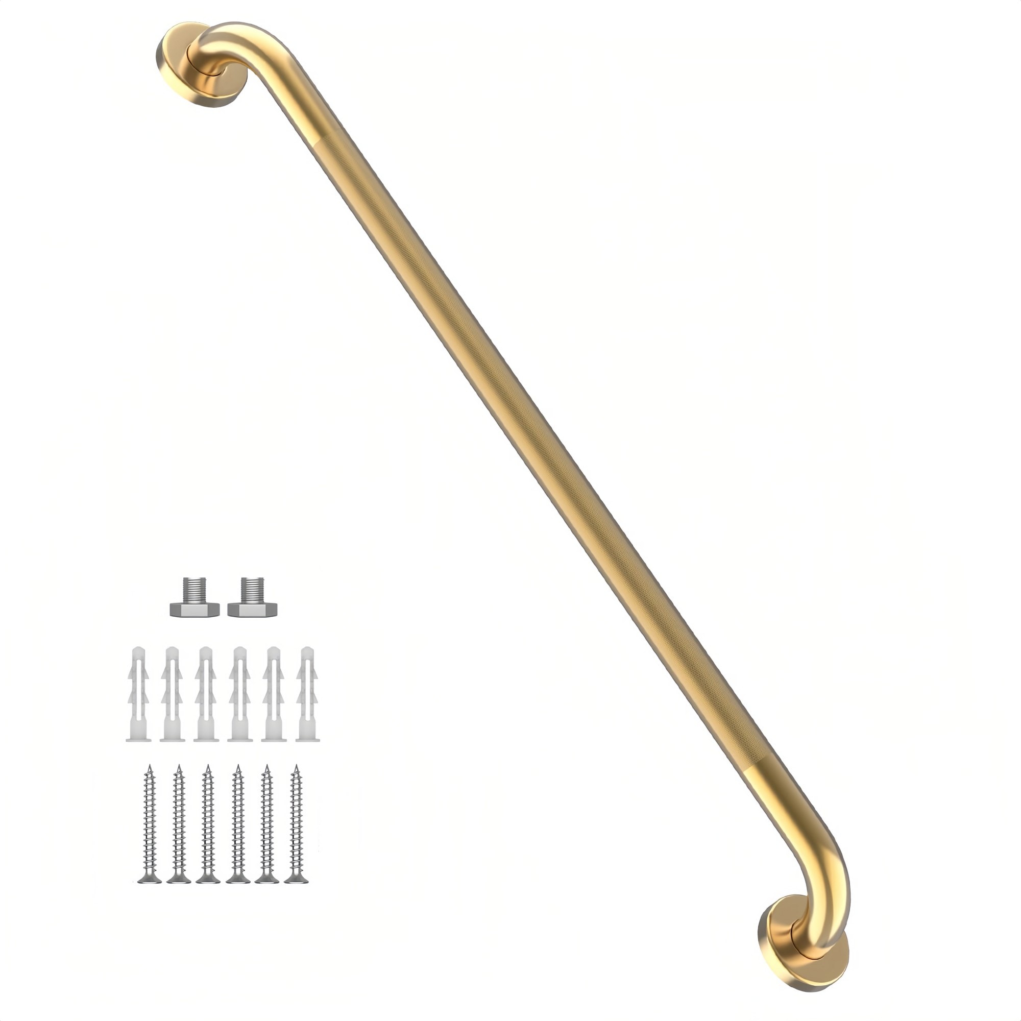 Numhew 36in L 1-Pack Knurled Anti-Slip Oil Rubbed Gold Shower Grab Bar