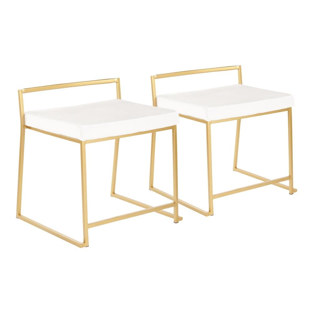 LumiSource CH-FUJIAU VW2 2 Fuji Eclectic Gold Metal, White Velvet Fabric Velvet Accent Chair