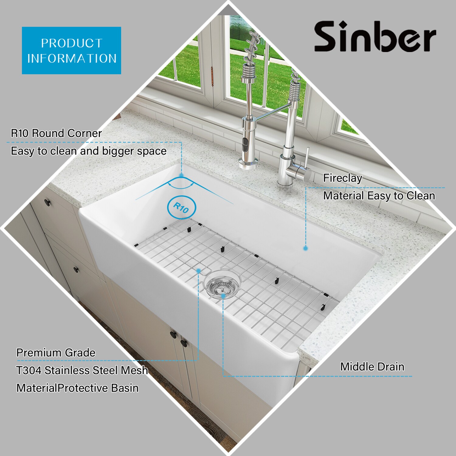 Sinber F3318S-OLR Kitchen-Sinks - View #4