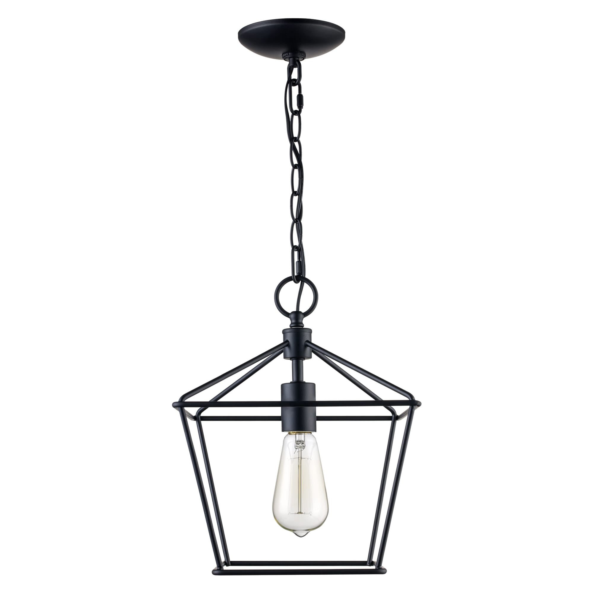 Farmhouse Industrial Black Metal Cage Mini Pendant Light